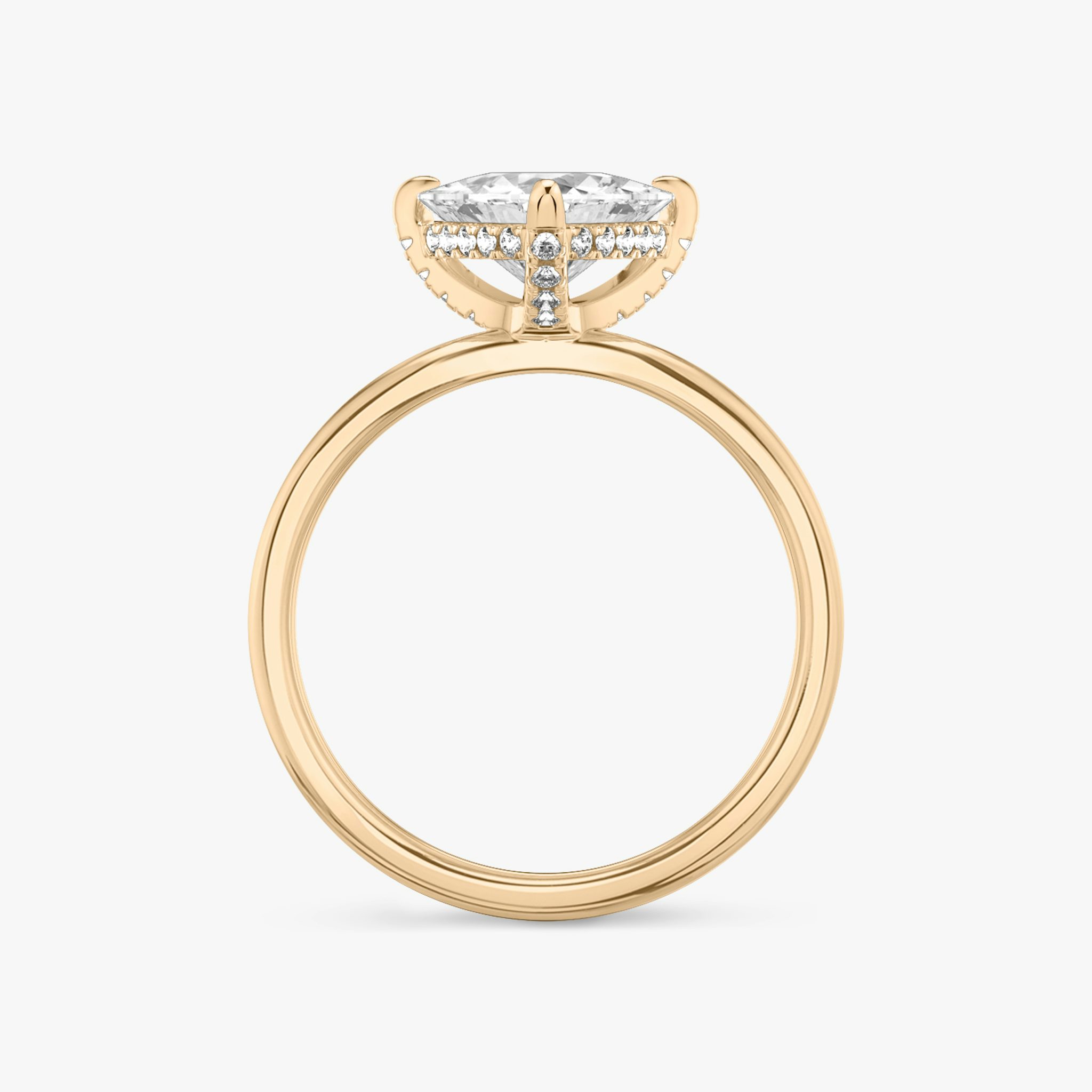 The Classic Hidden Halo | Trillion | 14k | Rose Gold | bandAccent: Plain | bandWidth: standard | prongStyle: Pavé | diamondOrientation: vertical | caratWeight: other
