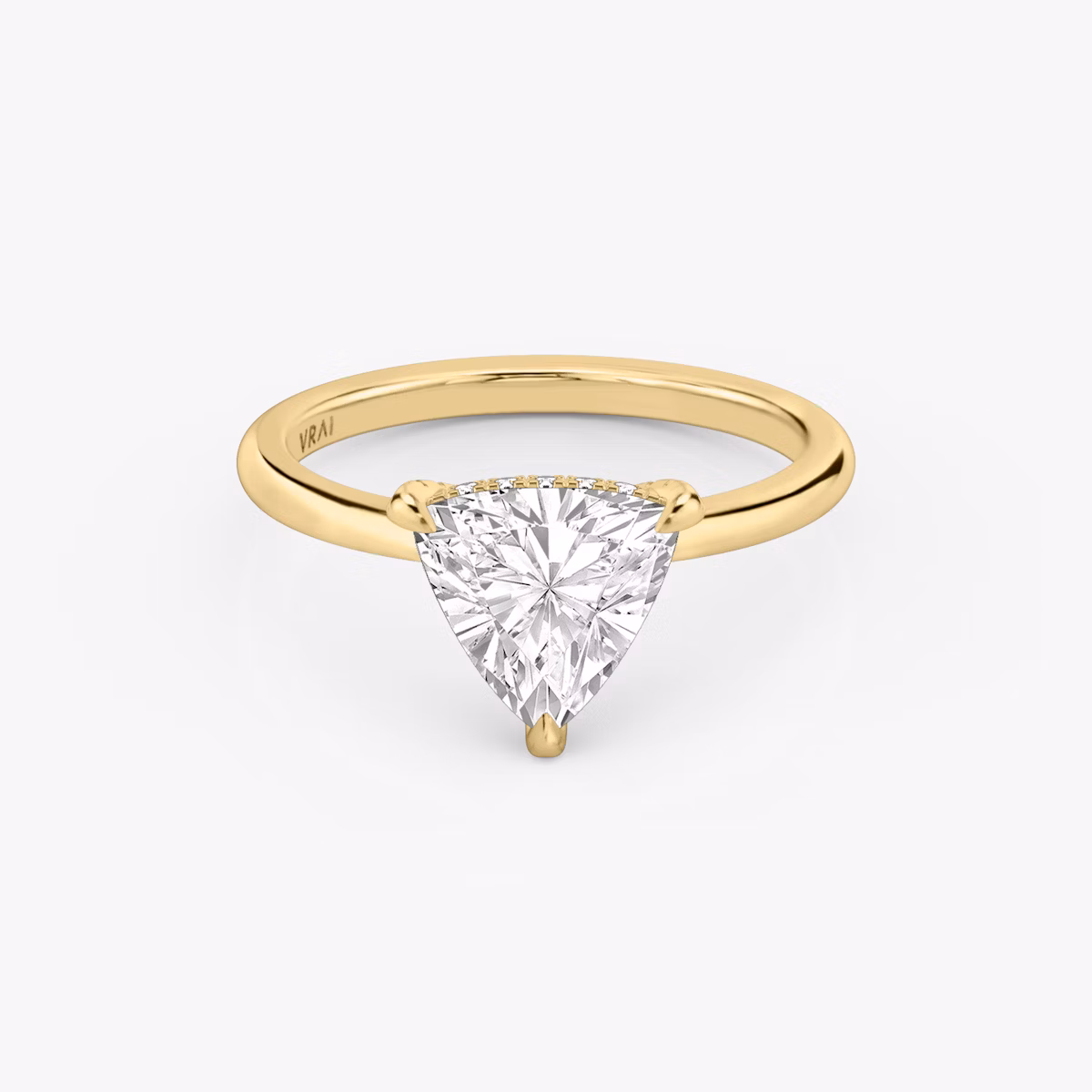 The Classic Hidden Halo | Trillion | 18k | Yellow Gold | bandAccent: Plain | bandWidth: standard | prongStyle: Pavé | diamondOrientation: vertical | caratWeight: other
