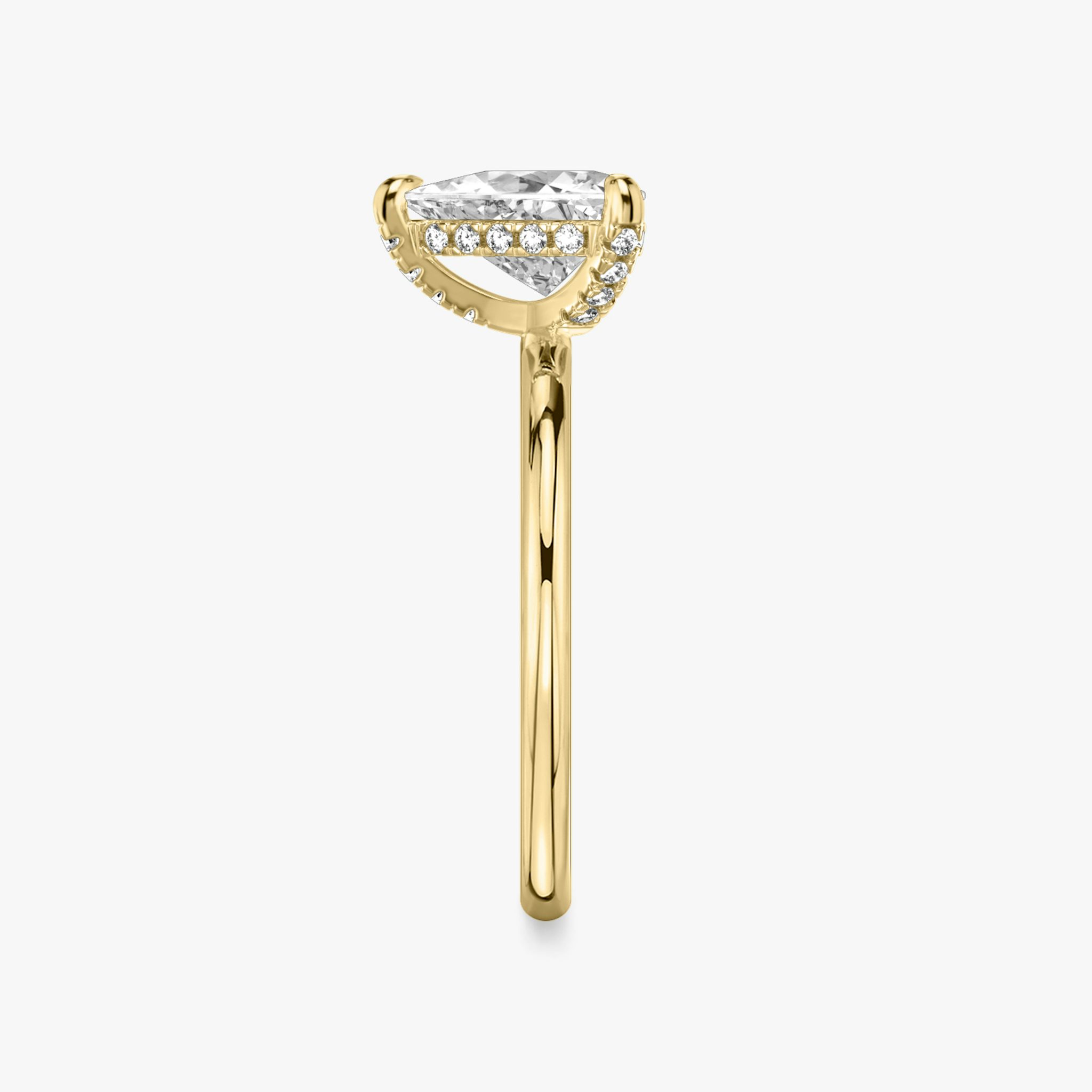 The Classic Hidden Halo | Trillion | 18k | Yellow Gold | bandAccent: Plain | bandWidth: standard | prongStyle: Pavé | diamondOrientation: vertical | caratWeight: other