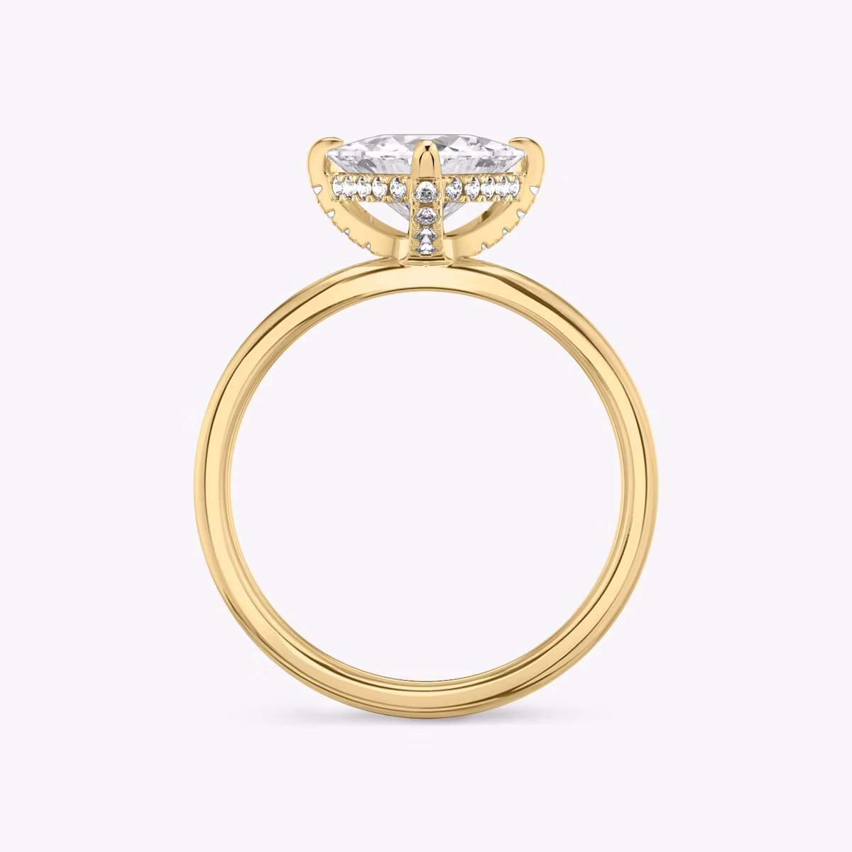 The Classic Hidden Halo | Trillion | 18k | Yellow Gold | bandAccent: Plain | bandWidth: standard | prongStyle: Pavé | diamondOrientation: vertical | caratWeight: other