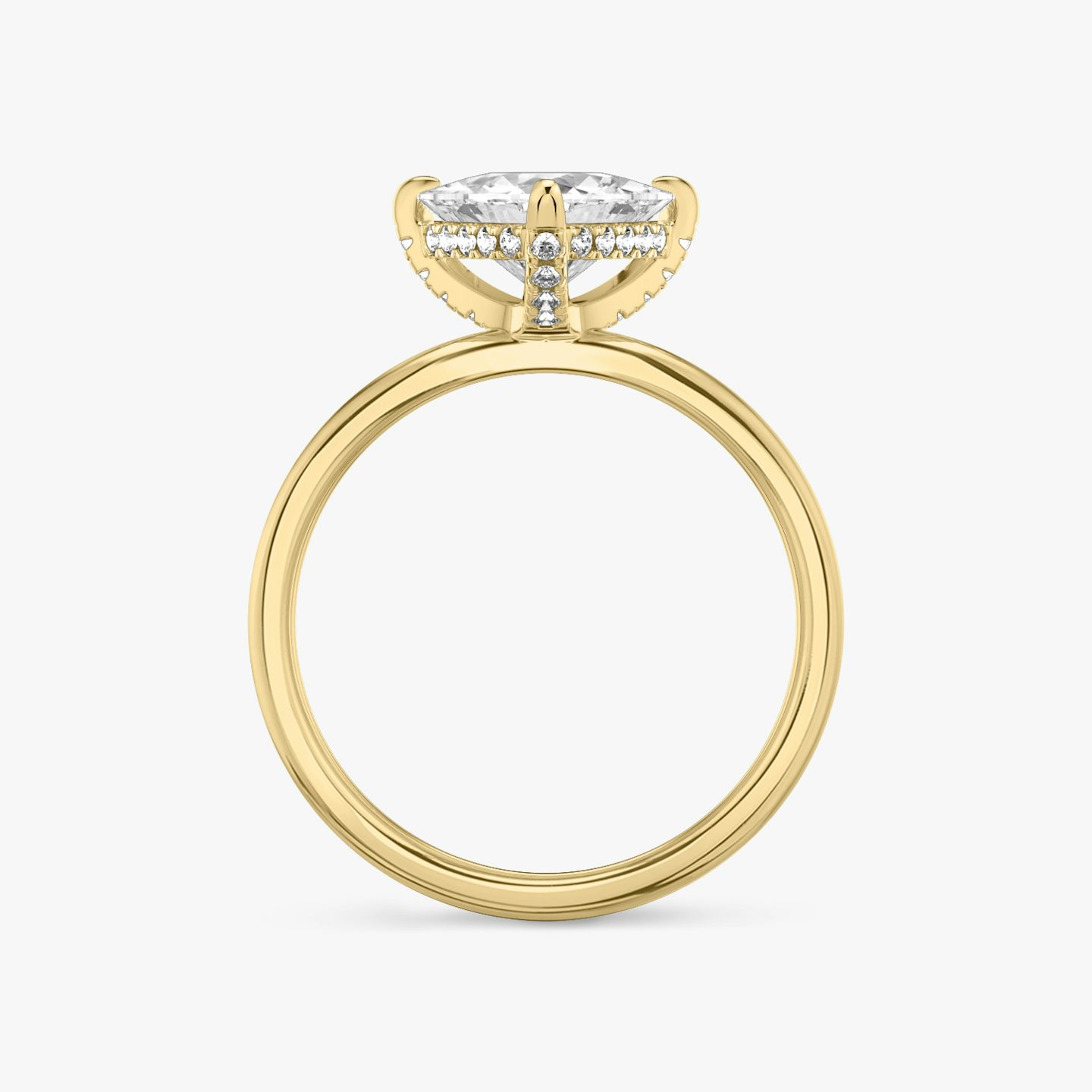 The Classic Hidden Halo | Trillion | 18k | Yellow Gold | bandAccent: Plain | bandWidth: standard | prongStyle: Pavé | diamondOrientation: vertical | caratWeight: other