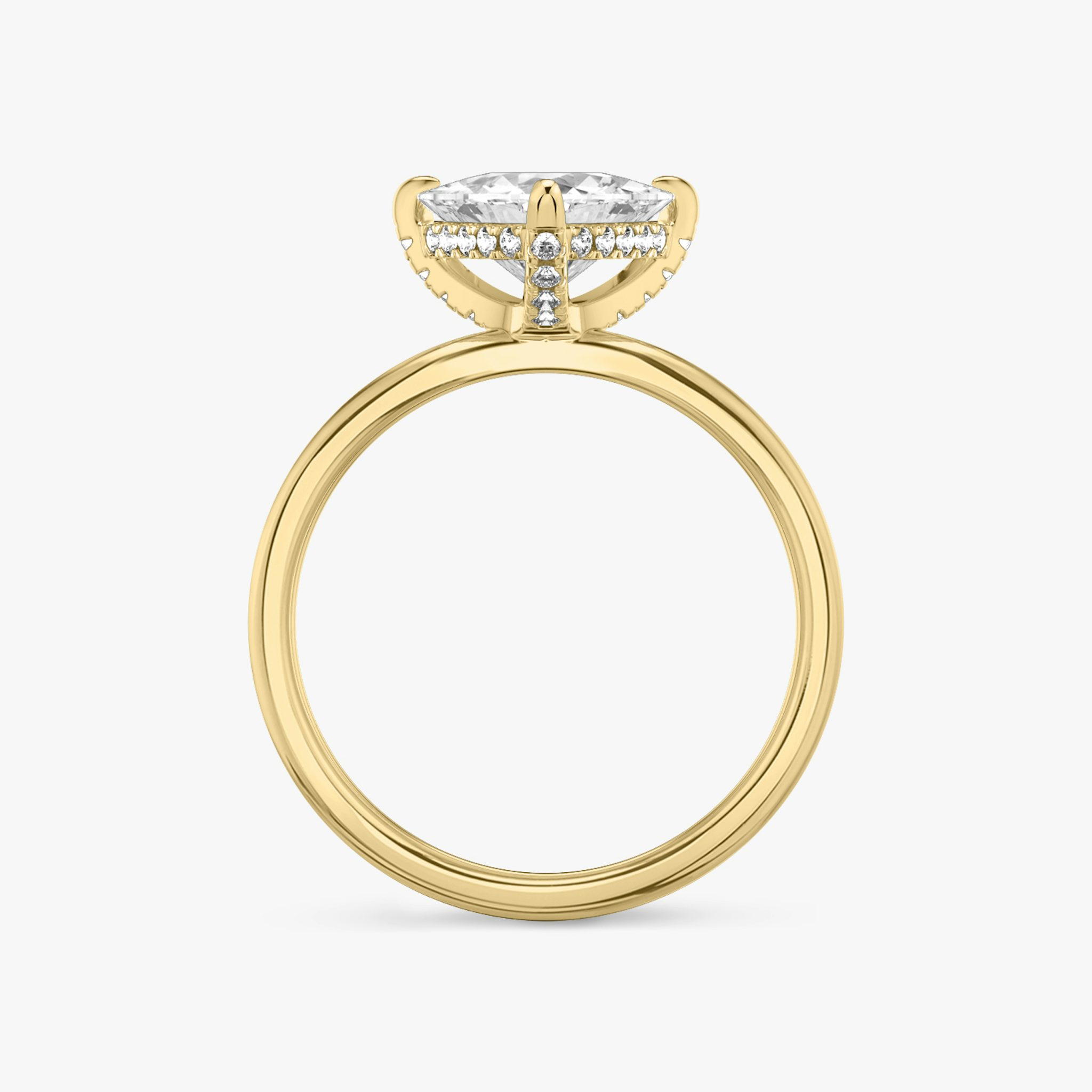 The Classic Hidden Halo | Trillion | 18k | Yellow Gold | bandAccent: Plain | bandWidth: standard | prongStyle: Pavé | diamondOrientation: vertical | caratWeight: other