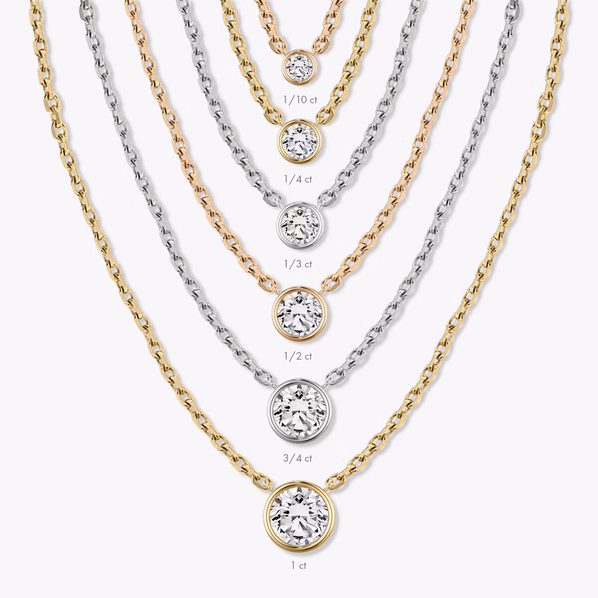 Bezel Solitaire Necklace | Round Brilliant | 14k | Yellow Gold | caratWeight: 0.10ct