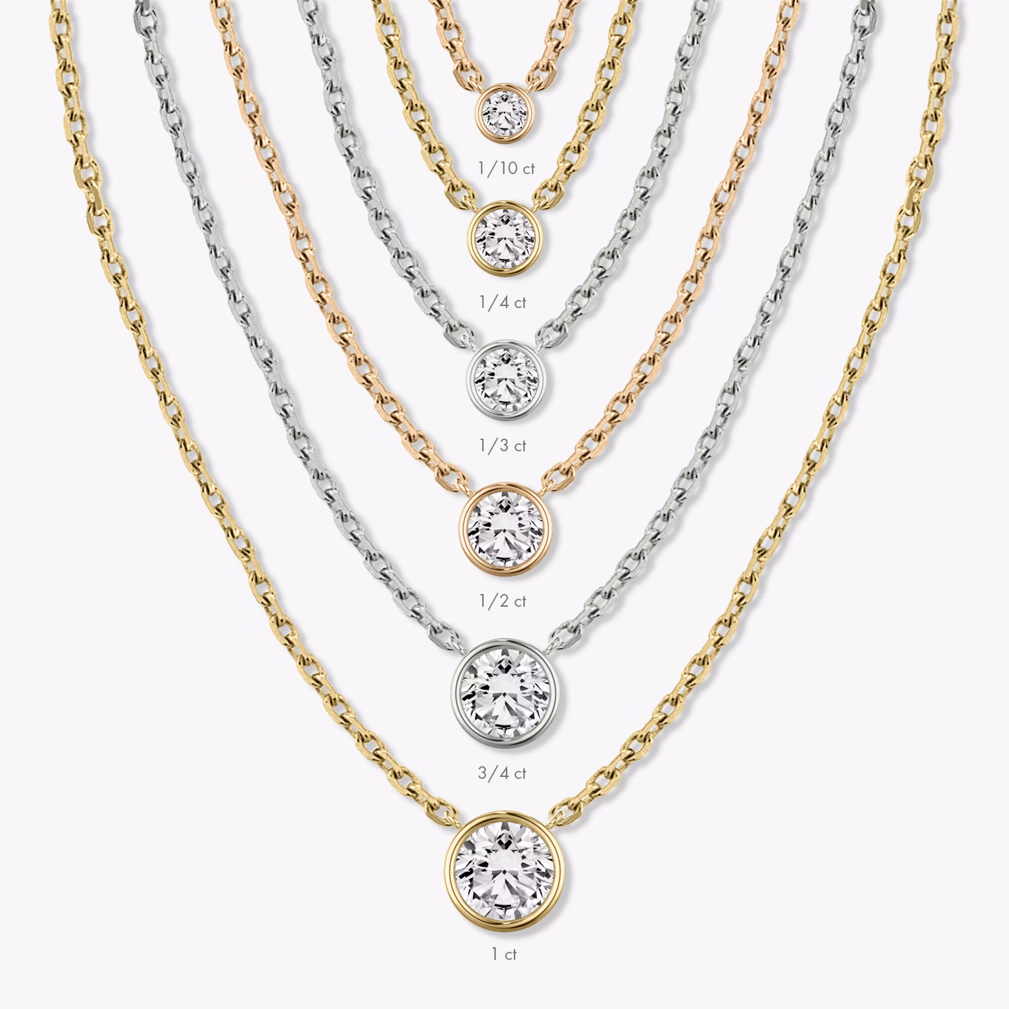 Bezel Solitaire Necklace | Round Brilliant | 14k | Yellow Gold | caratWeight: 1.0ct