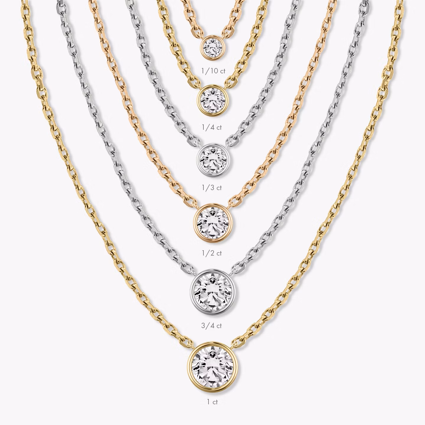 Bezel Solitaire Necklace | Round Brilliant | 14k | Rose Gold | caratWeight: 1.0ct
