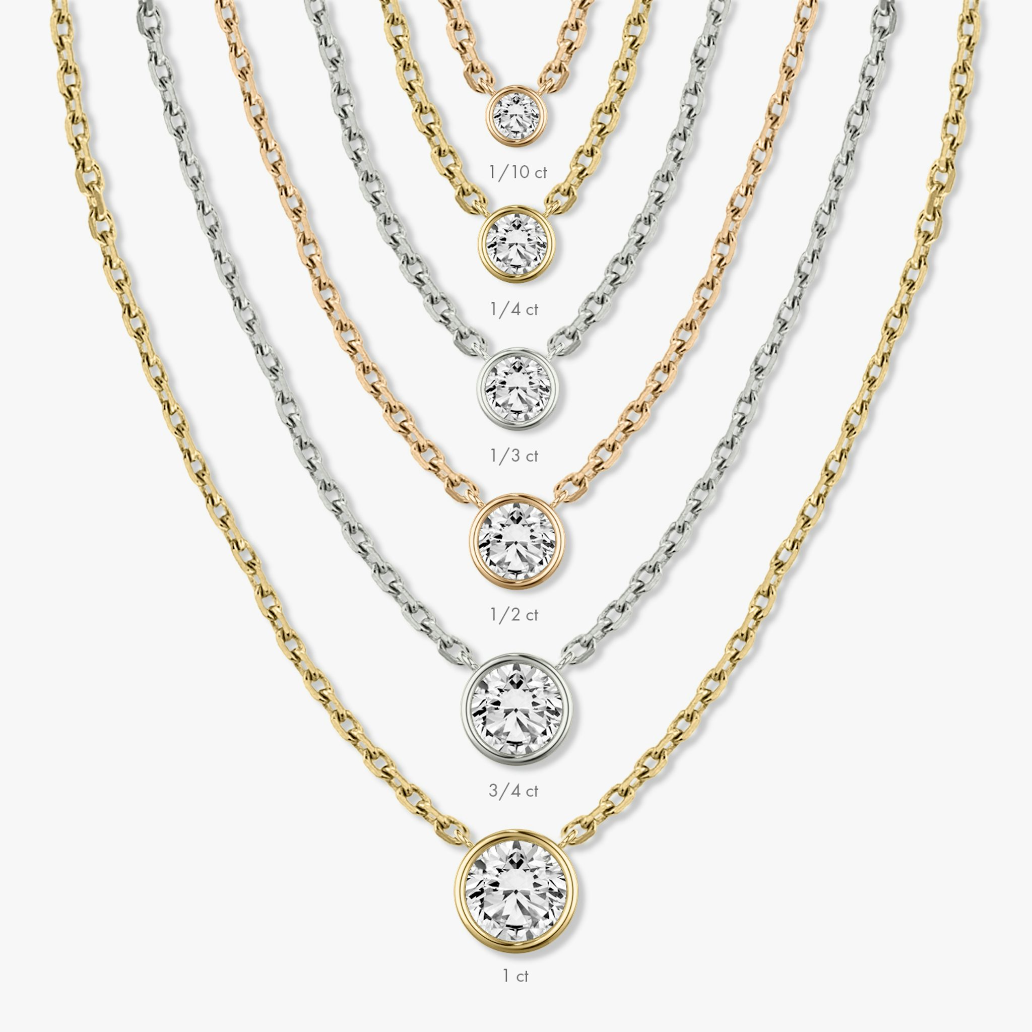 Bezel Solitaire Necklace | Round Brilliant | 14k | Yellow Gold | caratWeight: 1.0ct