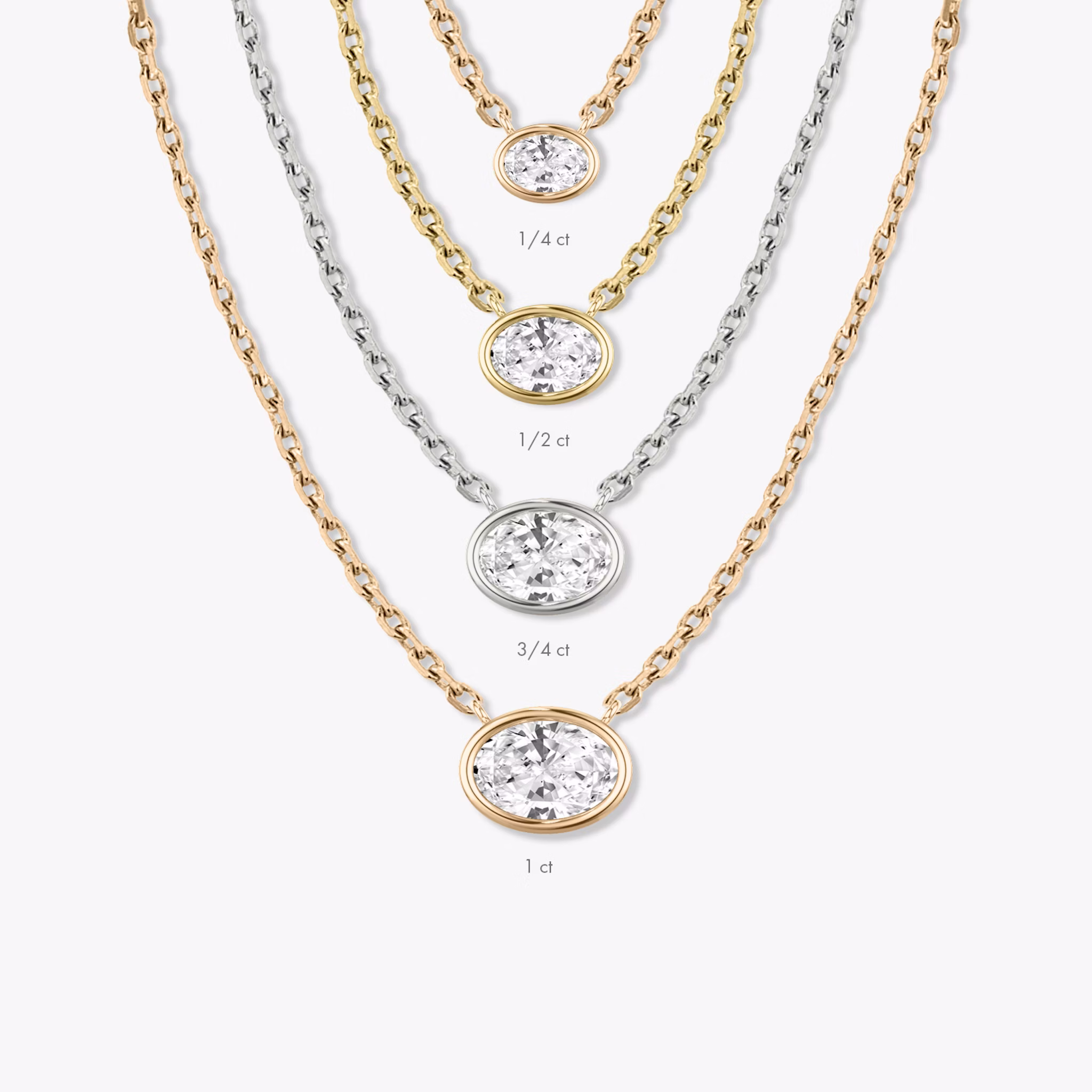 Bezel Solitaire Necklace | Oval | 14k | White Gold | caratWeight: 0.50ct