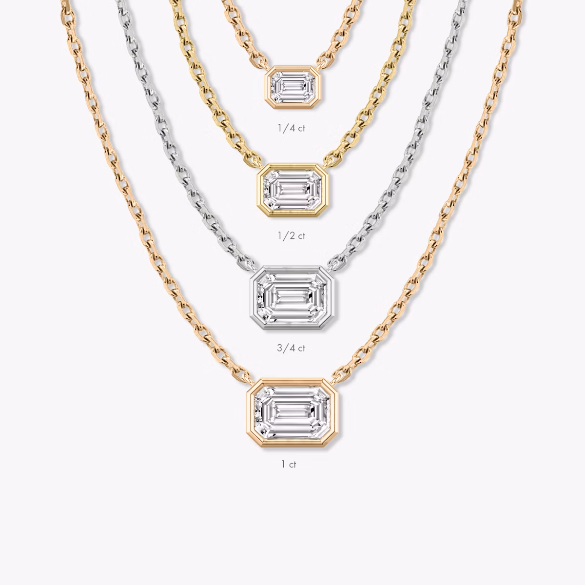 Collar Bezel Solitario | Esmeralda | 14k | Oro blanco | caratWeight: 0.75ct