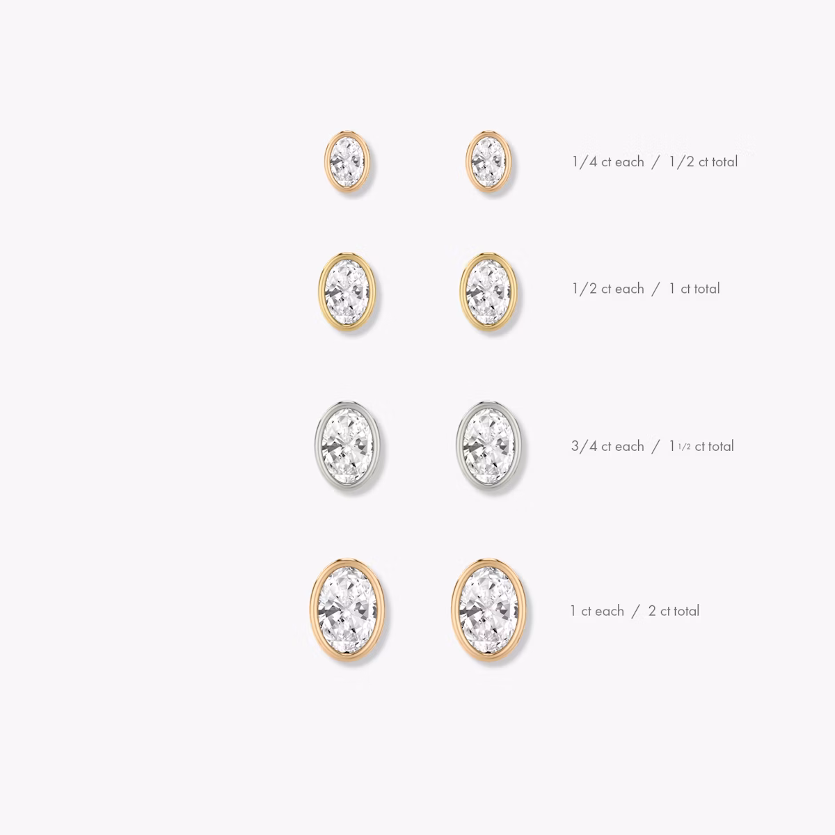 Bezel Solitaire Stud | Oval | 14k | White Gold | caratWeight: other