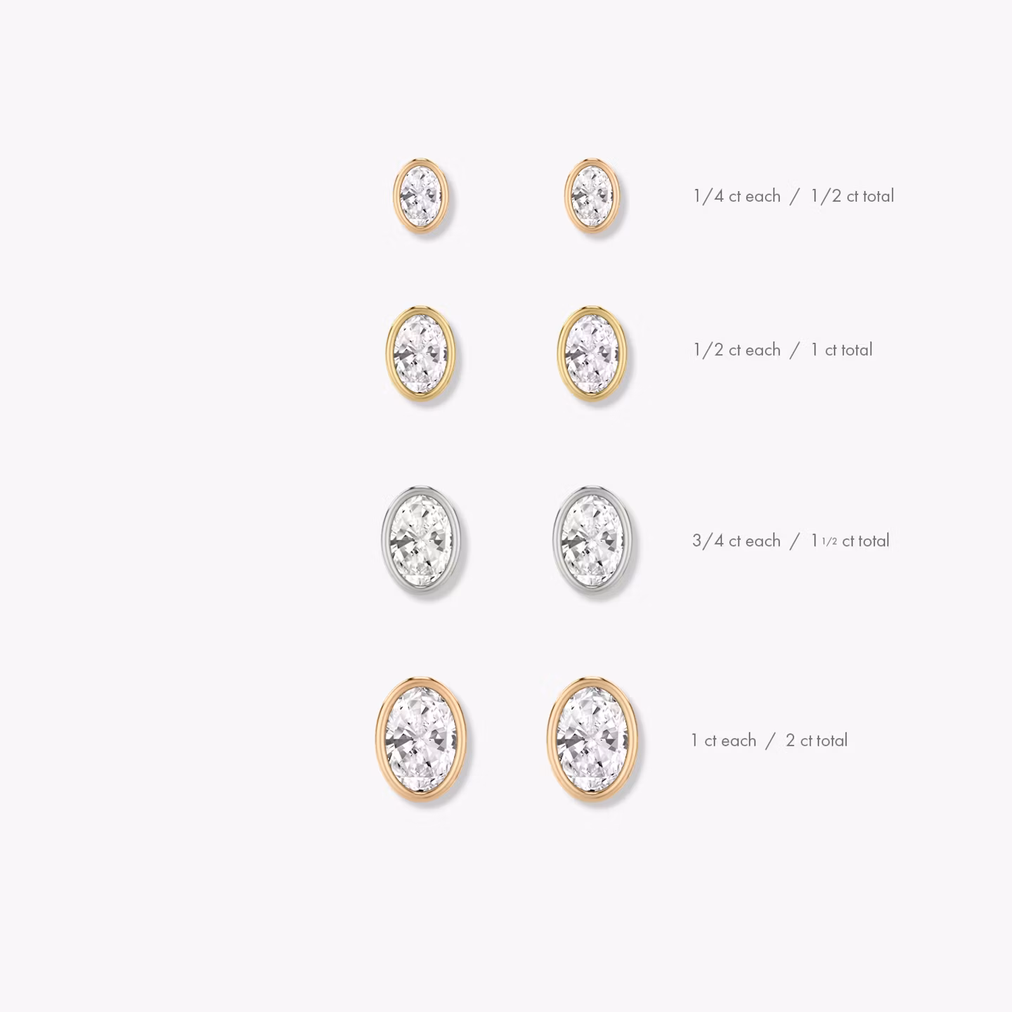 Bezel Solitaire Stud | Oval | 14k | White Gold | caratWeight: 0.50ct