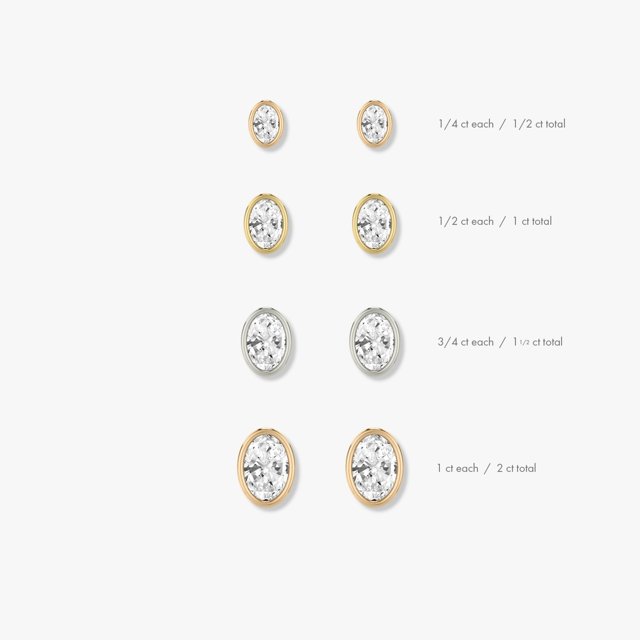 Bezel Solitaire Stud | Oval | 14k | Yellow Gold | caratWeight: other