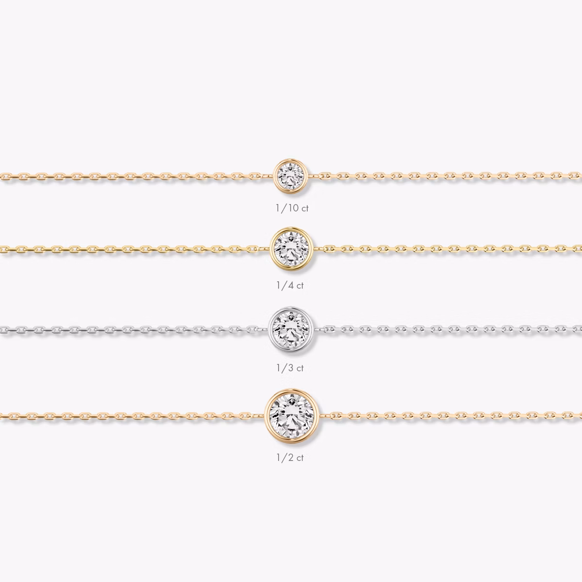 Bezel Solitär Armband | Rund | 14k | Weißgold | caratWeight: 0.10ct
