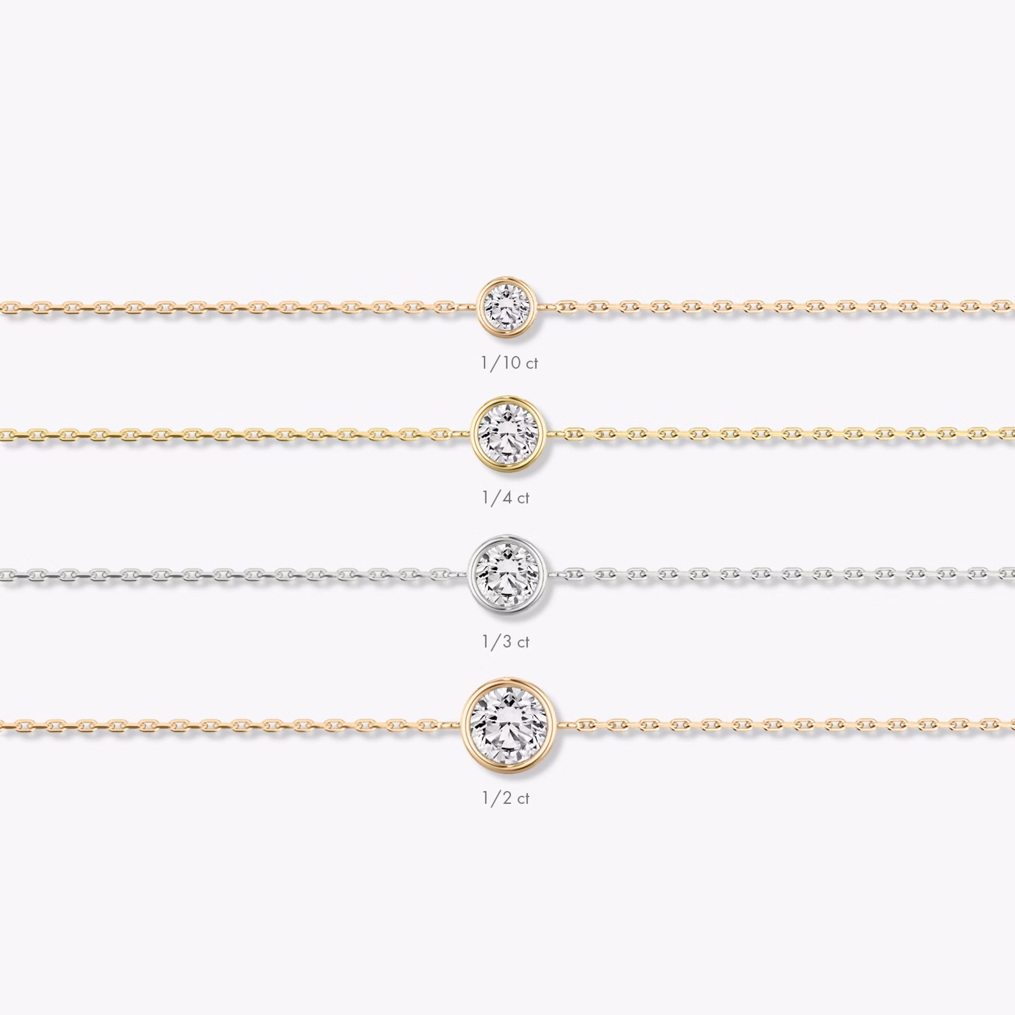 Bezel Solitaire Bracelet | Round Brilliant | 14k | White Gold | caratWeight: 0.10ct