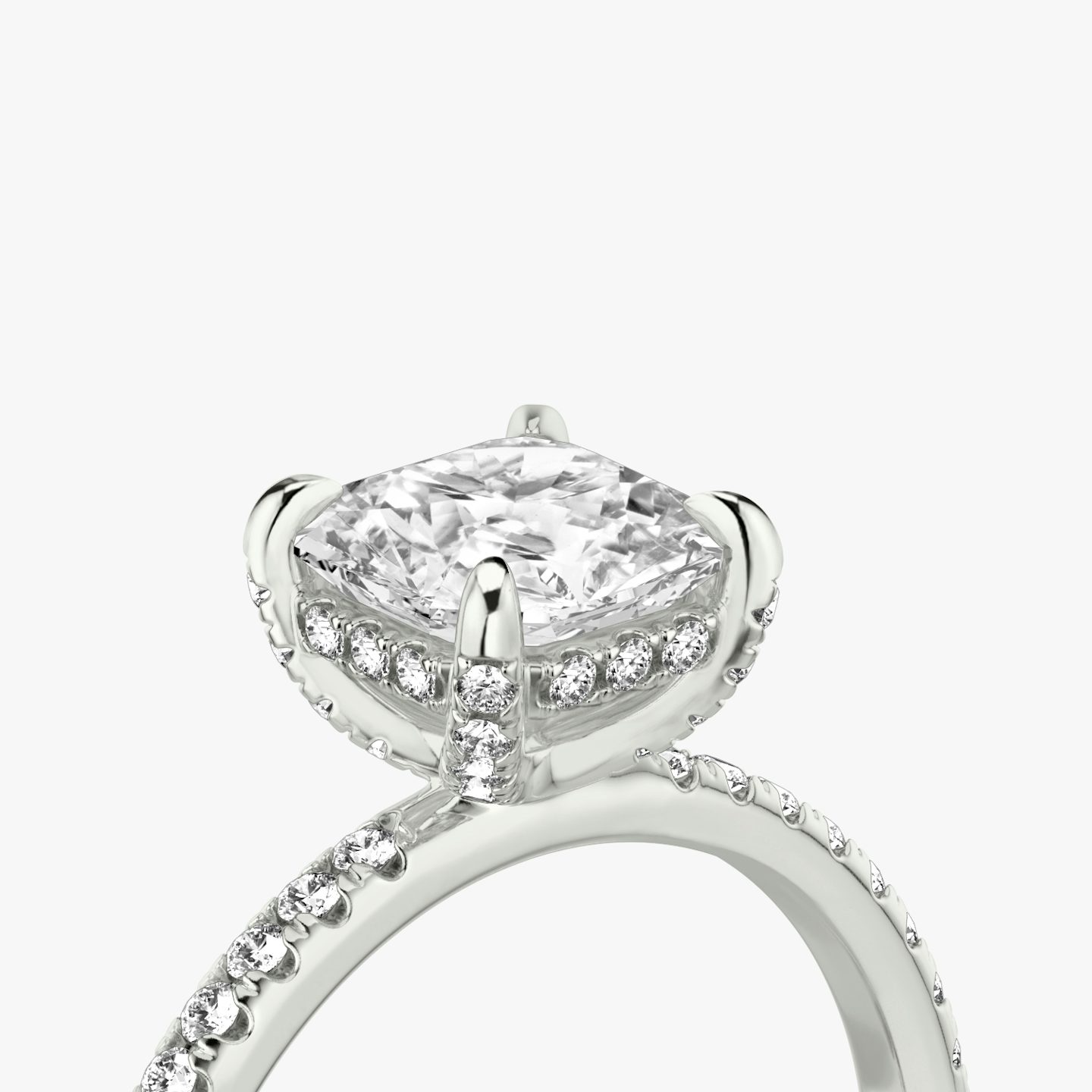 Anillo de compromiso Classic Hidden Halo | Asscher | 18k | Oro blanco | bandAccent: Pavé | bandWidth: standard | prongStyle: Pavé | diamondOrientation: vertical | caratWeight: other