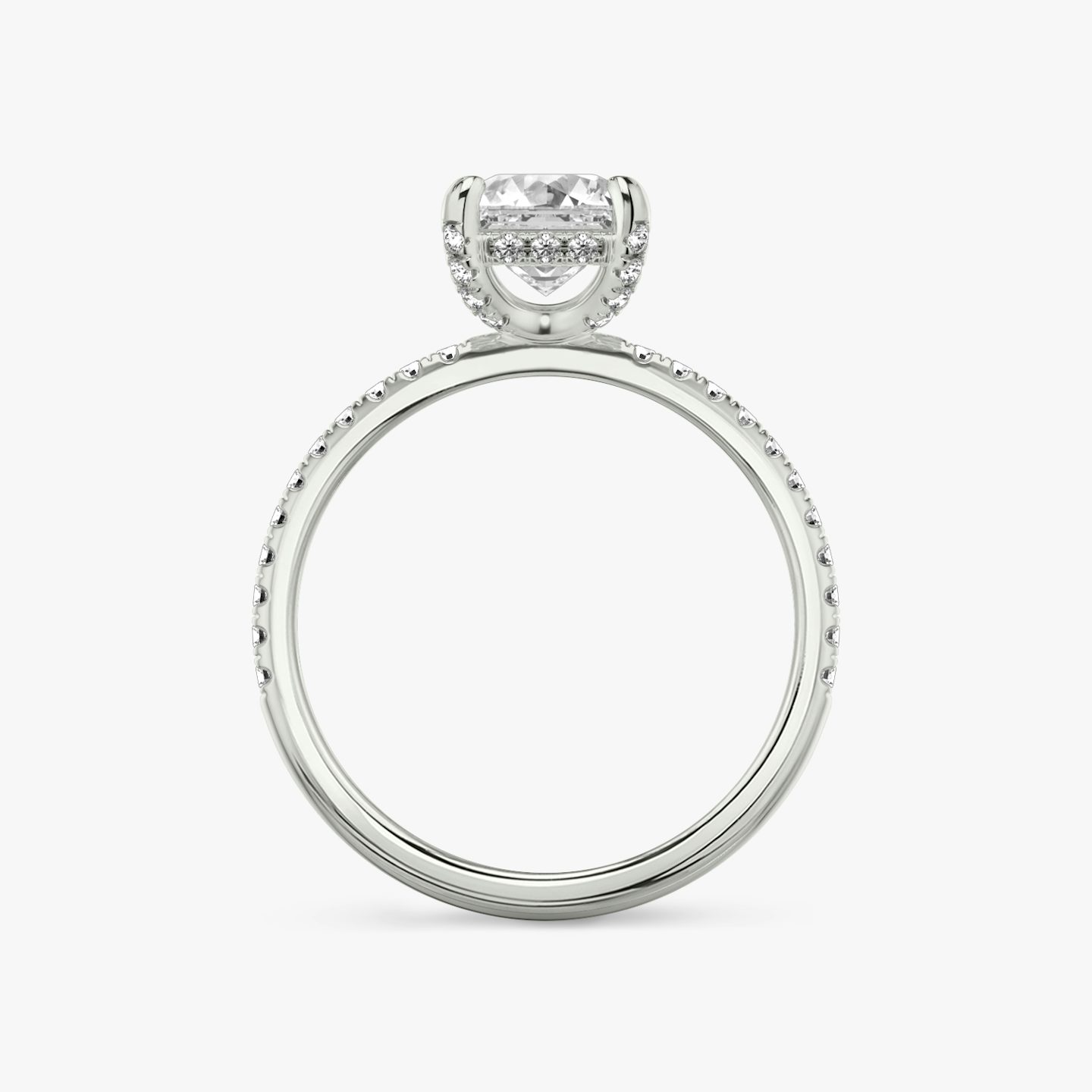 Anillo de compromiso Classic Hidden Halo | Asscher | 18k | Oro blanco | bandAccent: Pavé | bandWidth: standard | prongStyle: Pavé | diamondOrientation: vertical | caratWeight: other