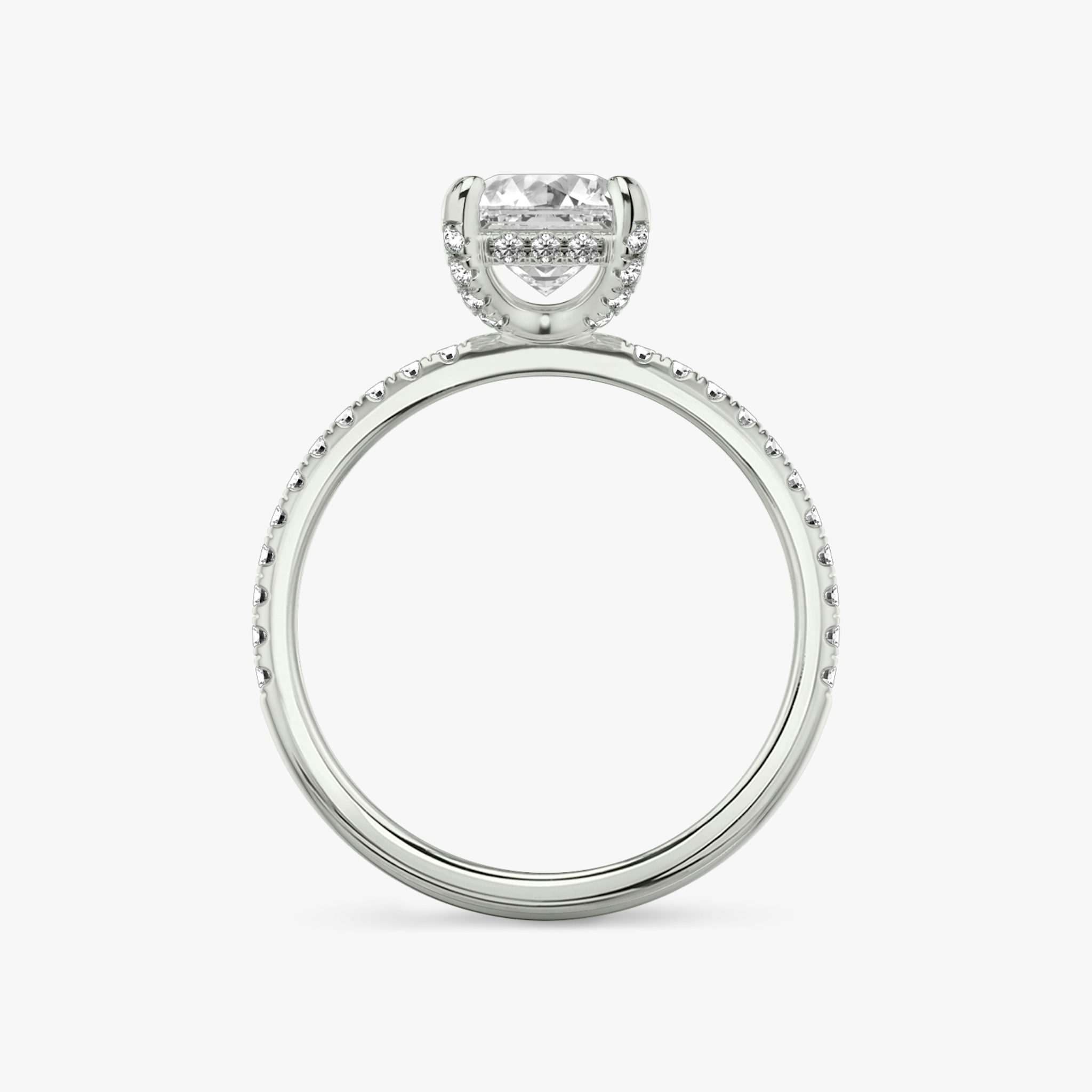 Classic Hidden Halo | Asscher | 18k | Weißgold | bandAccent: Mit Pavé-Besatz | bandWidth: standard | prongStyle: Mit Pavé-Besatz | diamondOrientation: vertical | caratWeight: other