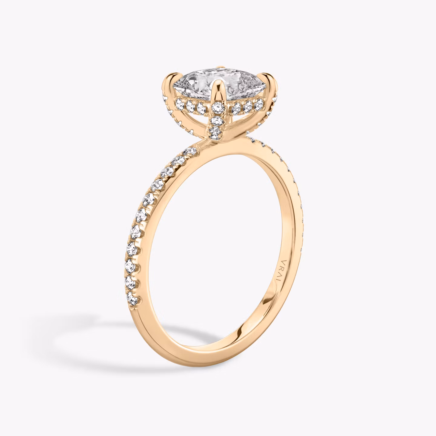 The Classic Hidden Halo | Asscher | 14k | Rose Gold | bandAccent: Pavé | bandWidth: standard | prongStyle: Pavé | diamondOrientation: vertical | caratWeight: other