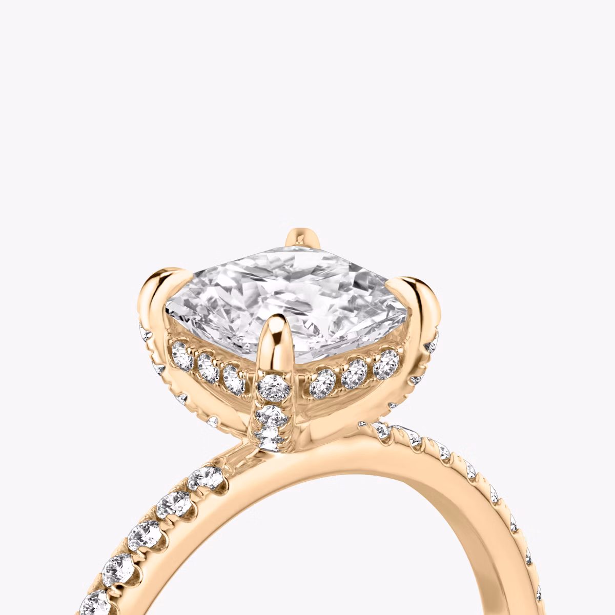 The Classic Hidden Halo | Asscher | 14k | Rose Gold | bandAccent: Pavé | bandWidth: standard | prongStyle: Pavé | diamondOrientation: vertical | caratWeight: other