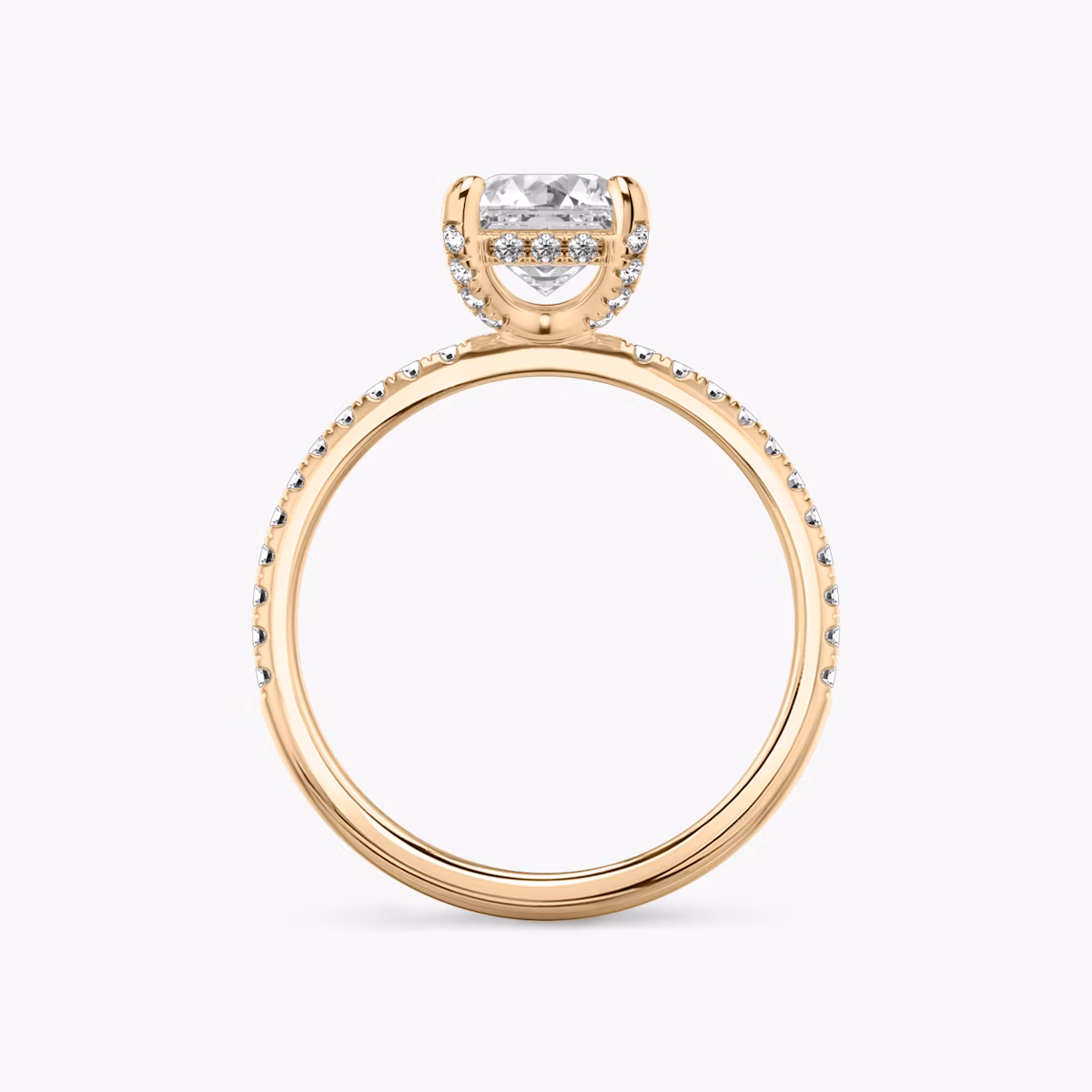 The Classic Hidden Halo | Asscher | 14k | Rose Gold | bandAccent: Pavé | bandWidth: standard | prongStyle: Pavé | diamondOrientation: vertical | caratWeight: other