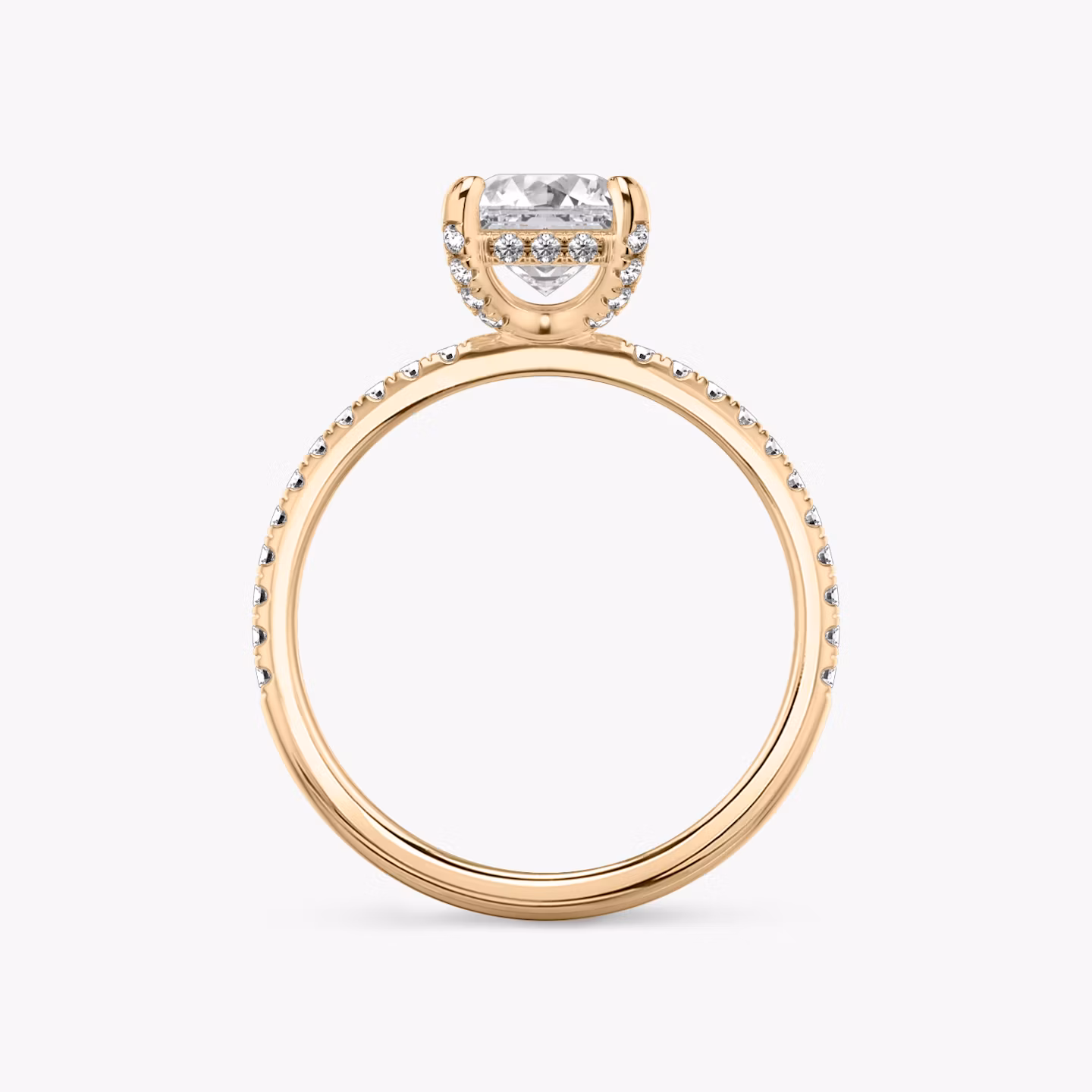 The Classic Hidden Halo | Asscher | 14k | Rose Gold | bandAccent: Pavé | bandWidth: standard | prongStyle: Pavé | diamondOrientation: vertical | caratWeight: other