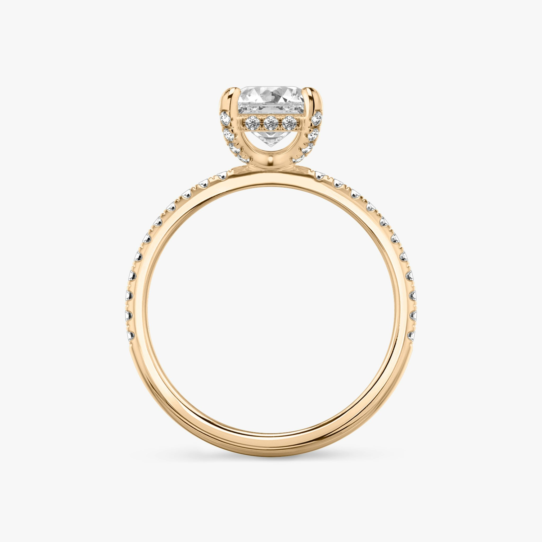 The Classic Hidden Halo | Asscher | 14k | Rose Gold | bandAccent: Pavé | bandWidth: standard | prongStyle: Pavé | diamondOrientation: vertical | caratWeight: other