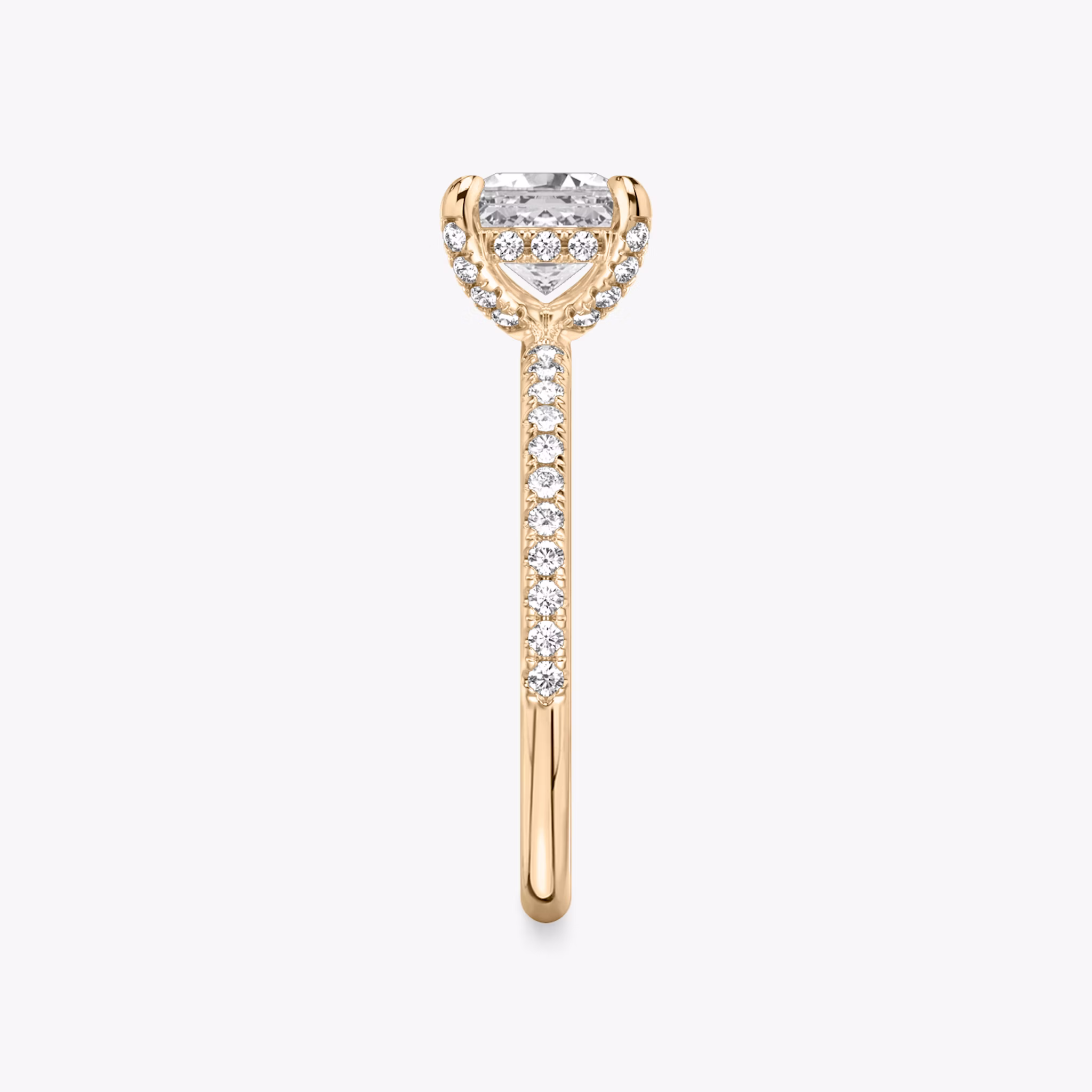 The Classic Hidden Halo | Asscher | 14k | Rose Gold | bandAccent: Pavé | bandWidth: standard | prongStyle: Pavé | diamondOrientation: vertical | caratWeight: other