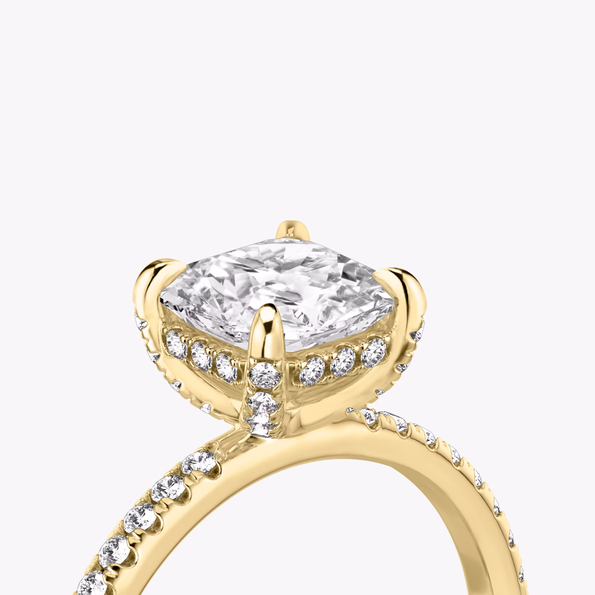 The Classic Hidden Halo | Asscher | 18k | Yellow Gold | bandAccent: Pavé | bandWidth: standard | prongStyle: Pavé | diamondOrientation: vertical | caratWeight: other