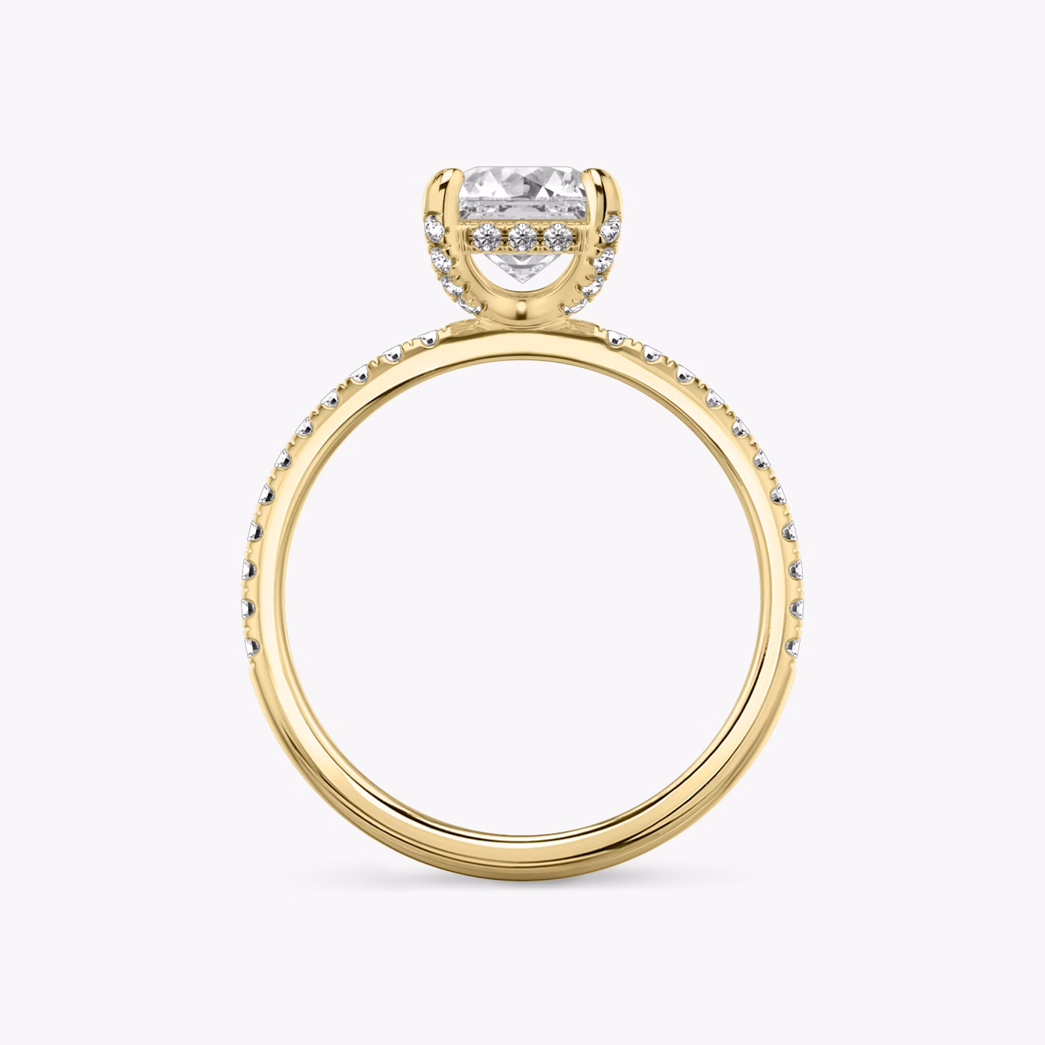 The Classic Hidden Halo | Asscher | 18k | Yellow Gold | bandAccent: Pavé | bandWidth: standard | prongStyle: Pavé | diamondOrientation: vertical | caratWeight: other