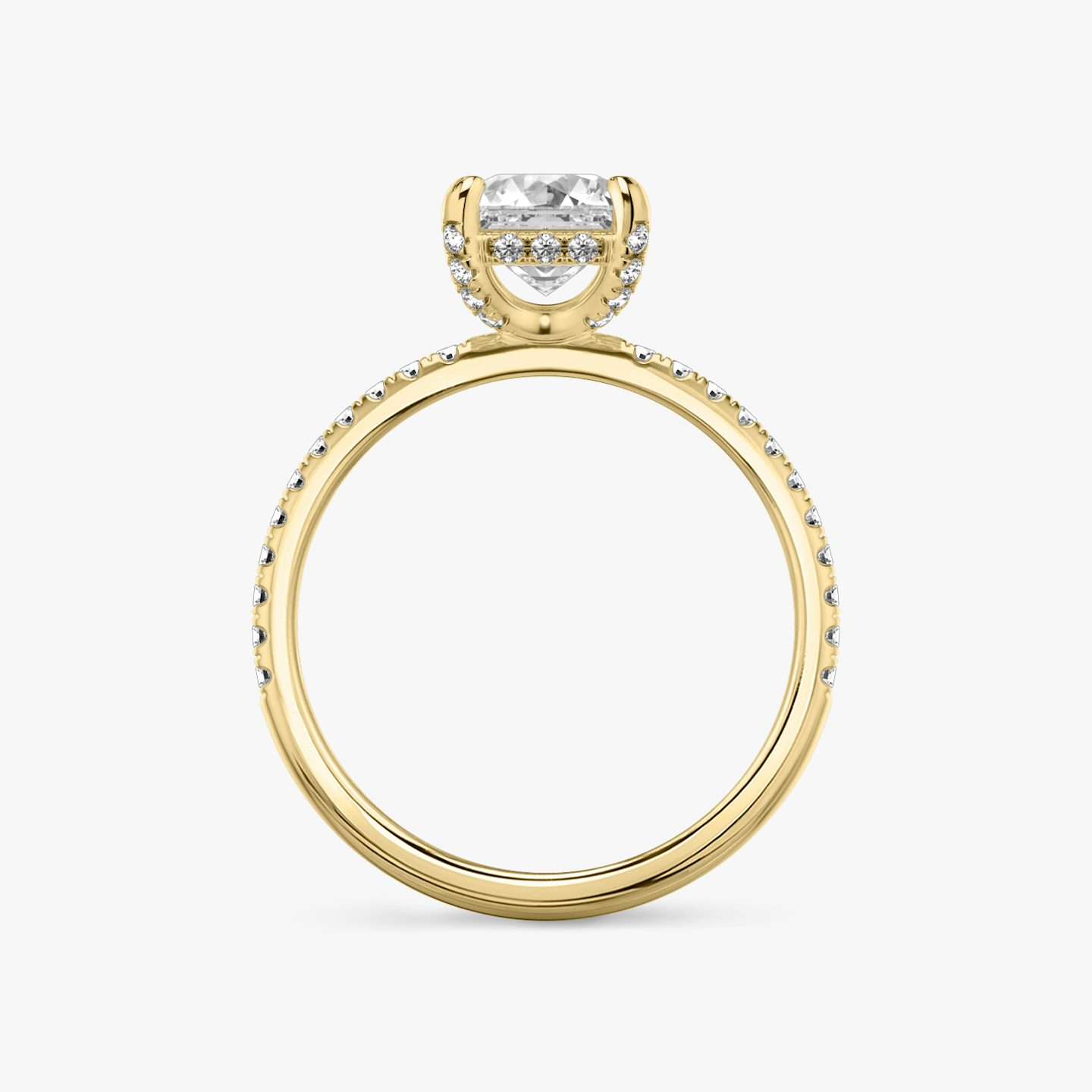 Classic Hidden Halo | Asscher | 18k | Gelbgold | bandAccent: Mit Pavé-Besatz | bandWidth: standard | prongStyle: Mit Pavé-Besatz | diamondOrientation: vertical | caratWeight: other