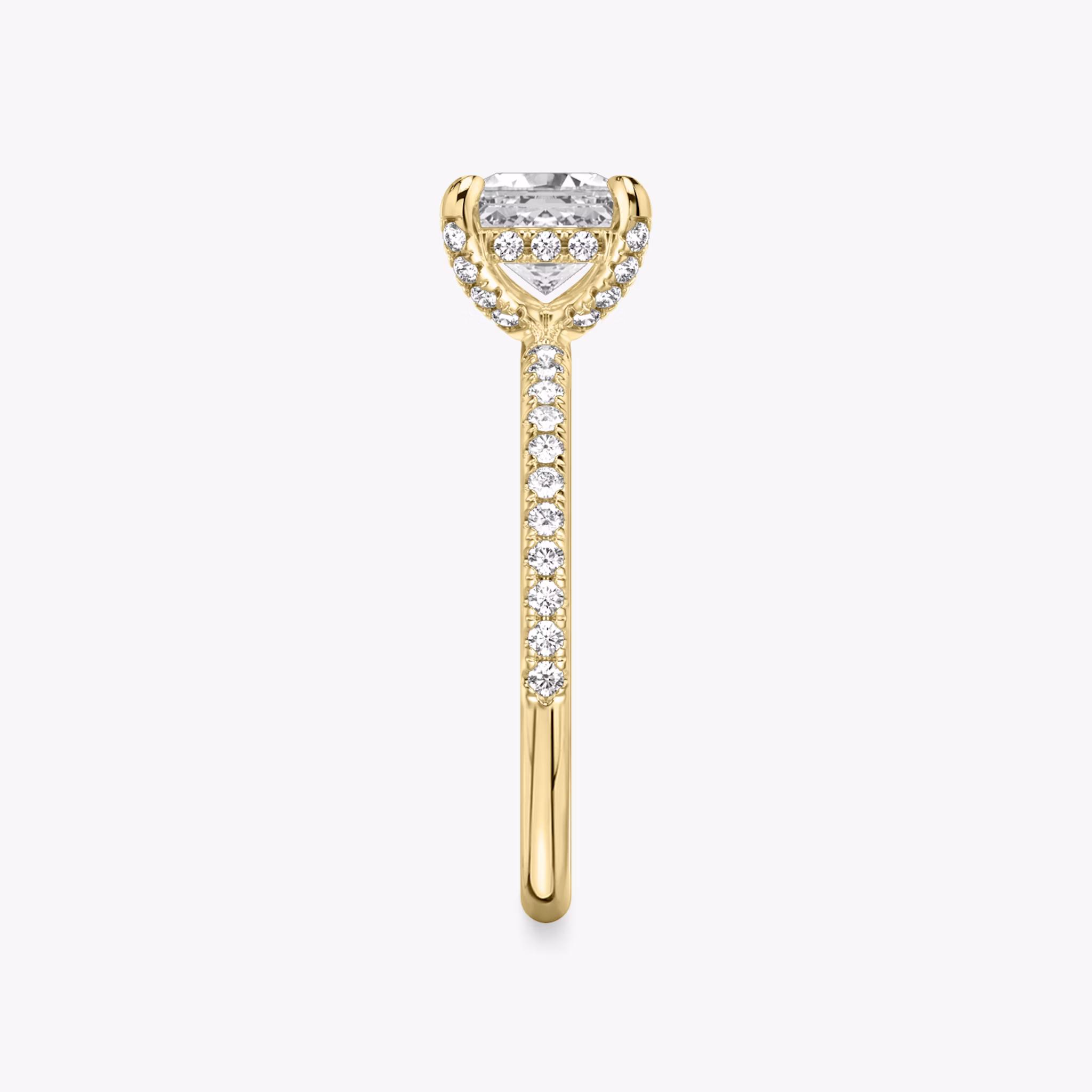 The Classic Hidden Halo | Asscher | 18k | Yellow Gold | bandAccent: Pavé | bandWidth: standard | prongStyle: Pavé | diamondOrientation: vertical | caratWeight: other