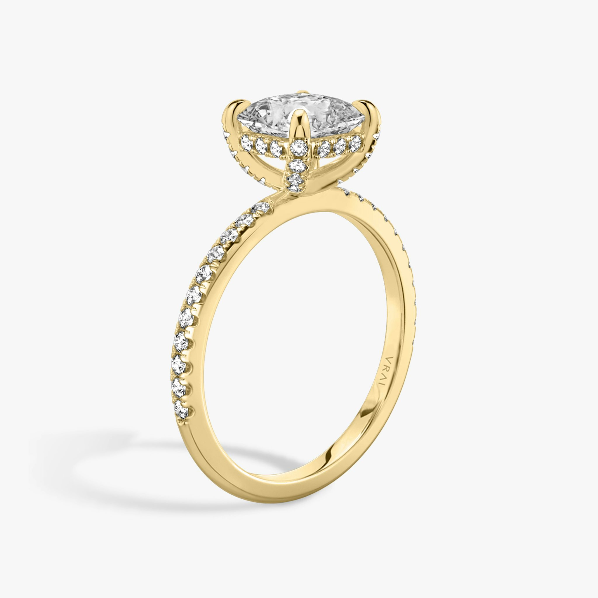 The Classic Hidden Halo | Asscher | 18k | Yellow Gold | bandAccent: Pavé | bandWidth: standard | prongStyle: Pavé | diamondOrientation: vertical | caratWeight: other