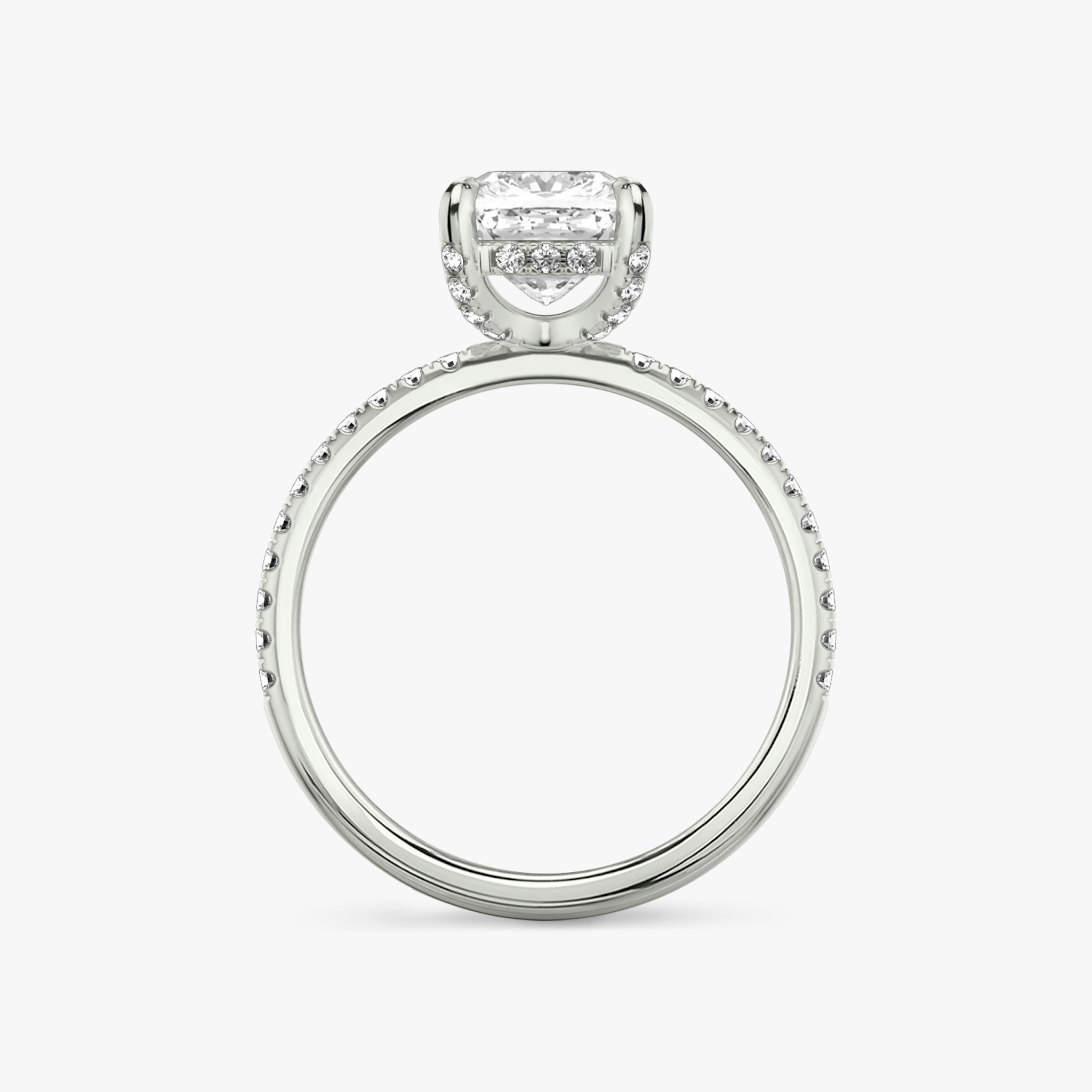 The Classic Hidden Halo | Cushion | 18k | White Gold | bandAccent: Pavé | bandWidth: standard | prongStyle: Pavé | diamondOrientation: vertical | caratWeight: other