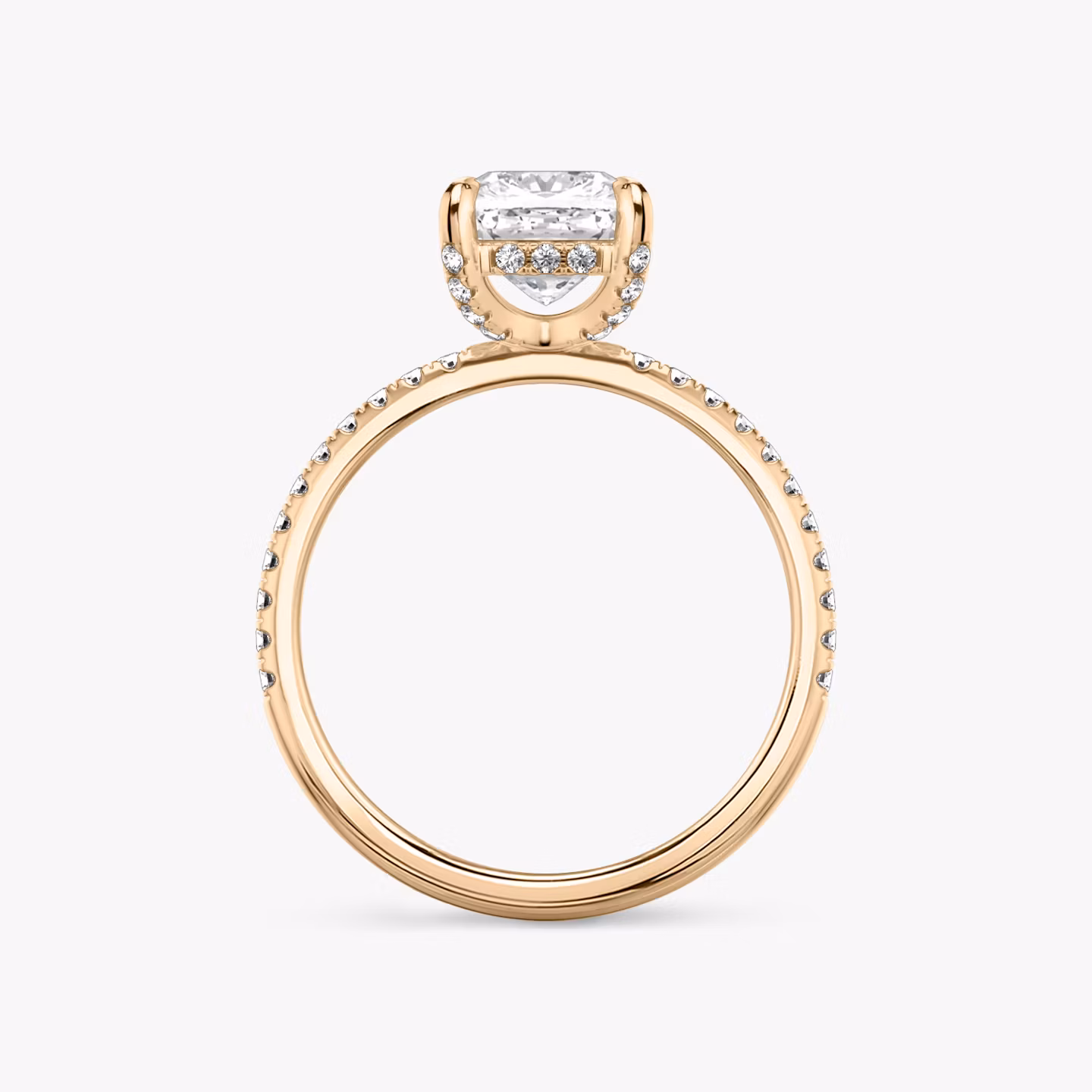 The Classic Hidden Halo | Cushion | 14k | Rose Gold | bandAccent: Pavé | bandWidth: standard | prongStyle: Pavé | diamondOrientation: vertical | caratWeight: other