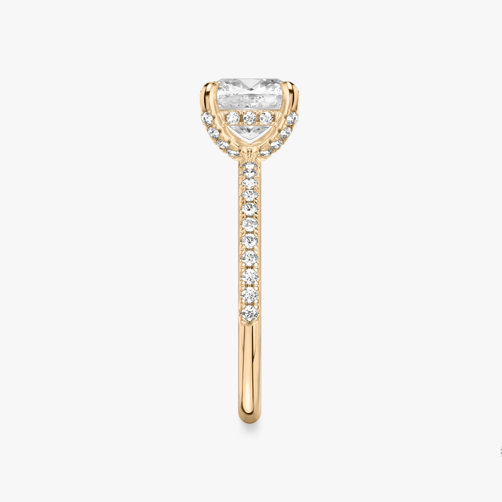 The Classic Hidden Halo | Cushion | 14k | Rose Gold | bandAccent: Pavé | bandWidth: standard | prongStyle: Pavé | diamondOrientation: vertical | caratWeight: other