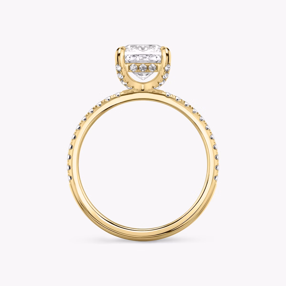 The Classic Hidden Halo | Cushion | 18k | Yellow Gold | bandAccent: Pavé | bandWidth: standard | prongStyle: Pavé | diamondOrientation: vertical | caratWeight: other