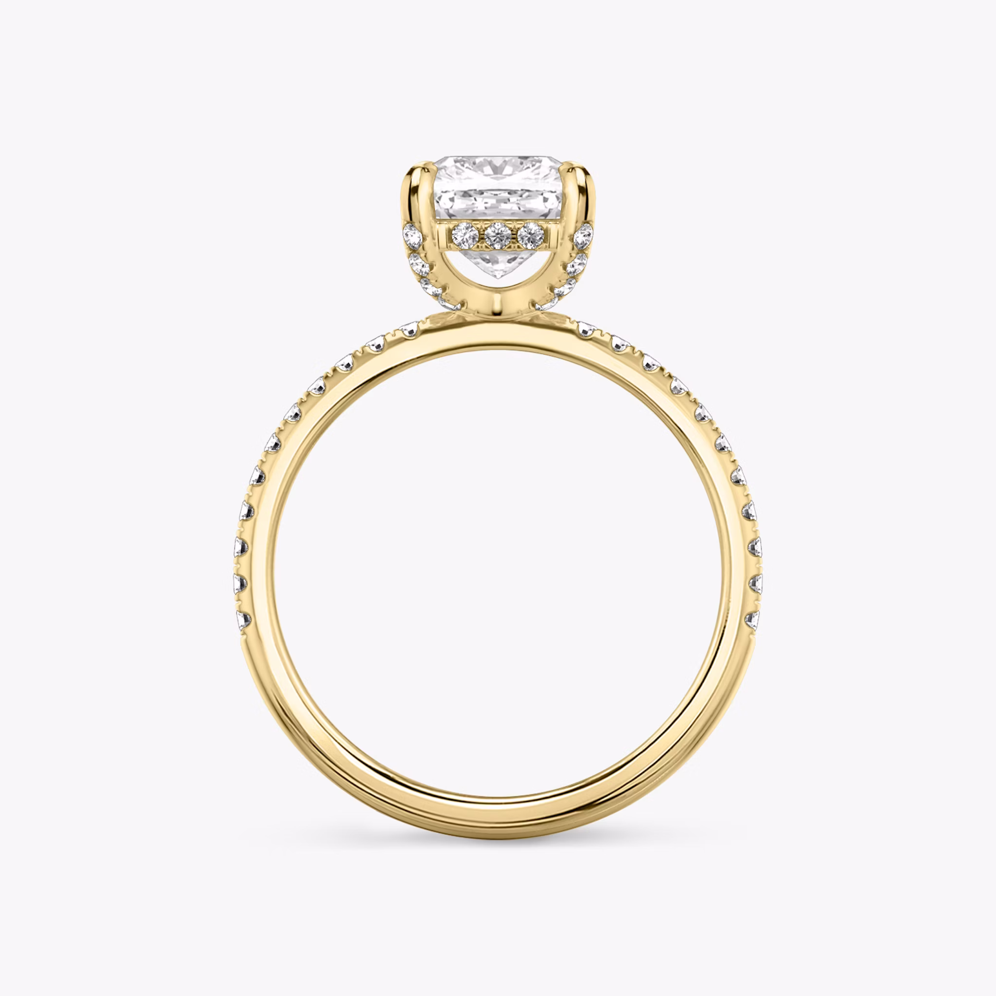 The Classic Hidden Halo | Cushion | 18k | Yellow Gold | bandAccent: Pavé | bandWidth: standard | prongStyle: Pavé | diamondOrientation: vertical | caratWeight: other