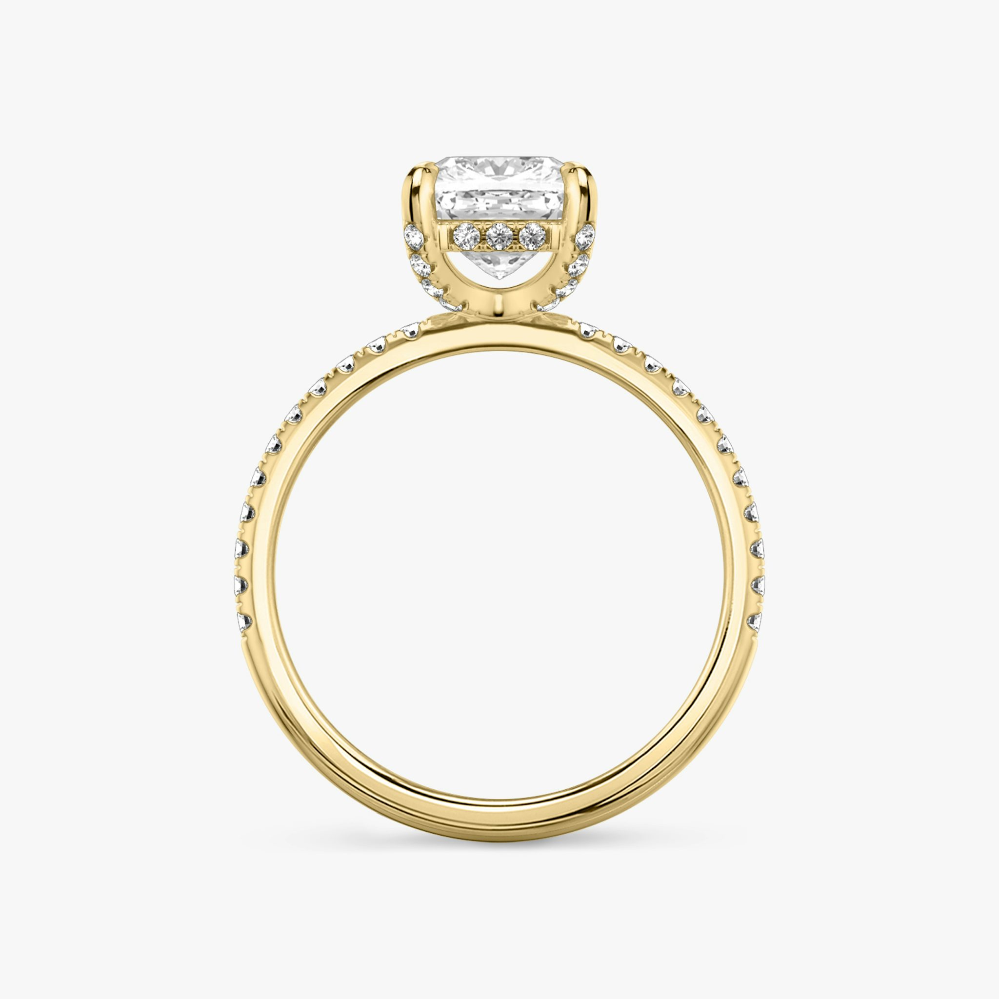 The Classic Hidden Halo | Cushion | 18k | Yellow Gold | bandAccent: Pavé | bandWidth: standard | prongStyle: Pavé | diamondOrientation: vertical | caratWeight: other