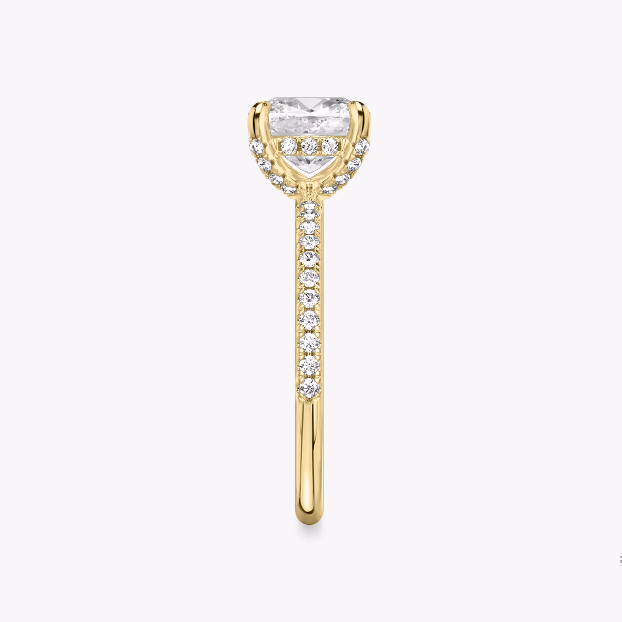 The Classic Hidden Halo | Cushion | 18k | Yellow Gold | bandAccent: Pavé | bandWidth: standard | prongStyle: Pavé | diamondOrientation: vertical | caratWeight: other