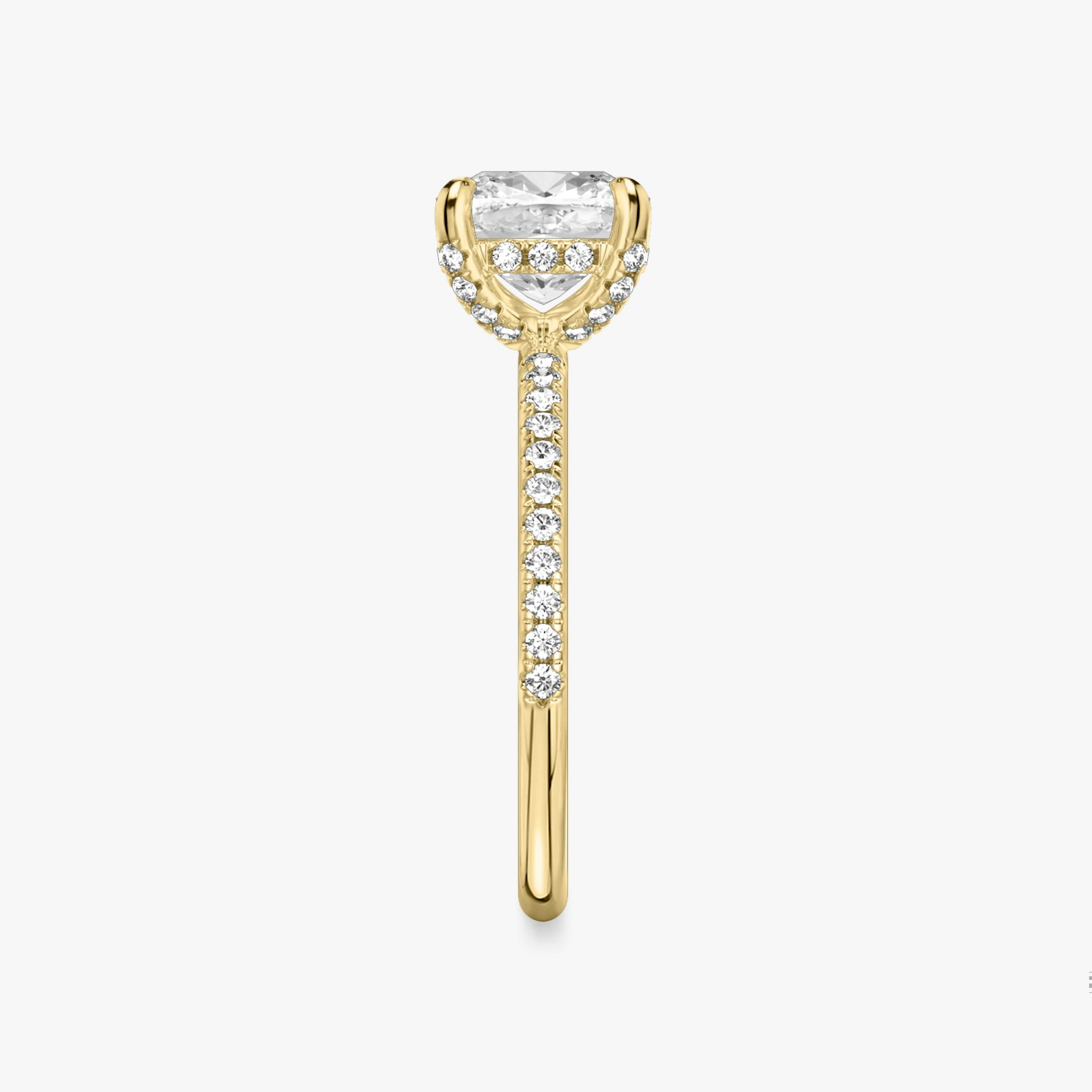 The Classic Hidden Halo | Cushion | 18k | Yellow Gold | bandAccent: Pavé | bandWidth: standard | prongStyle: Pavé | diamondOrientation: vertical | caratWeight: other
