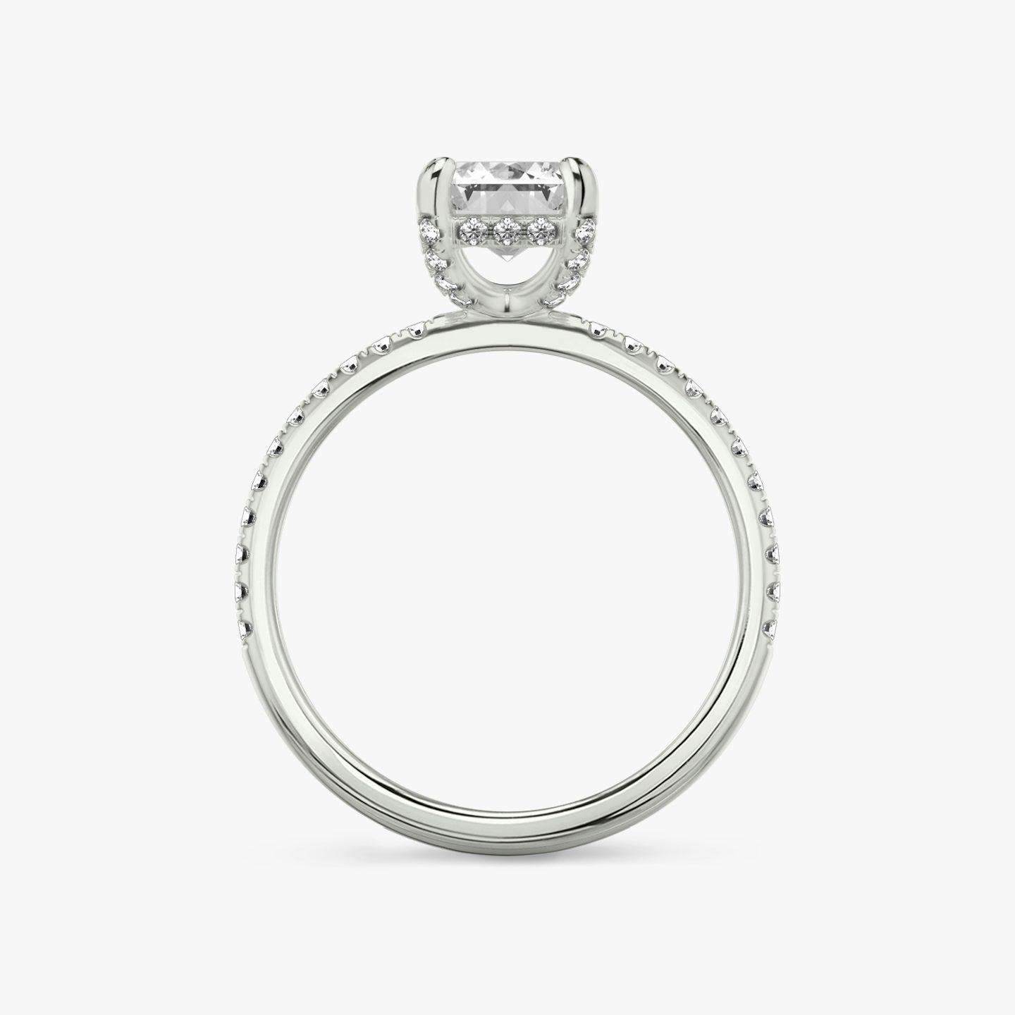 Classic Hidden Halo | Emerald | Platin | bandAccent: Mit Pavé-Besatz | bandWidth: standard | prongStyle: Mit Pavé-Besatz | diamondOrientation: vertical | caratWeight: other
