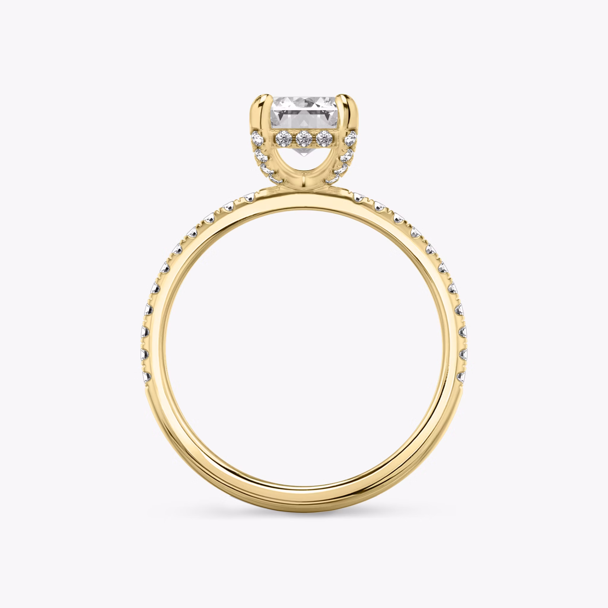 The Classic Hidden Halo | Emerald | 18k | Yellow Gold | bandAccent: Pavé | bandWidth: standard | prongStyle: Pavé | diamondOrientation: vertical | caratWeight: other