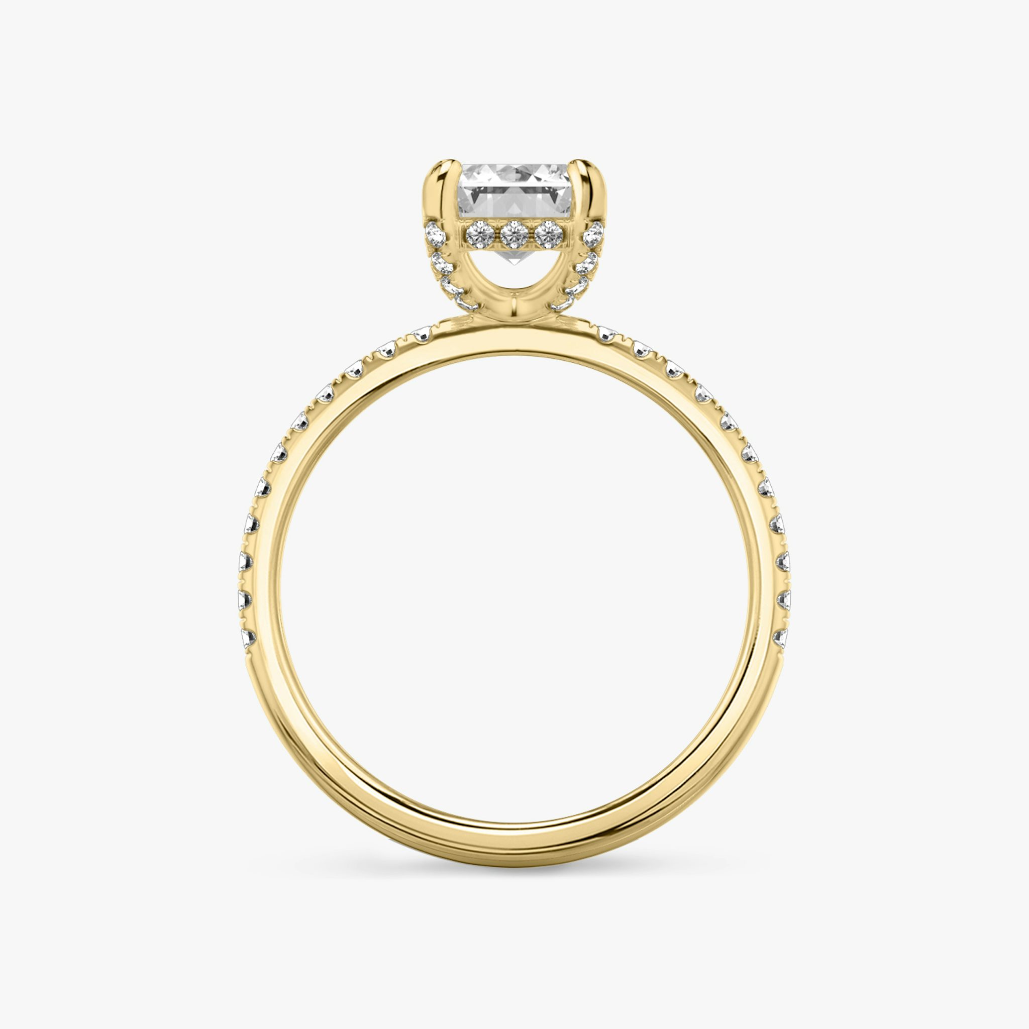 The Classic Hidden Halo | Emerald | 18k | Yellow Gold | bandAccent: Pavé | bandWidth: standard | prongStyle: Pavé | diamondOrientation: vertical | caratWeight: other
