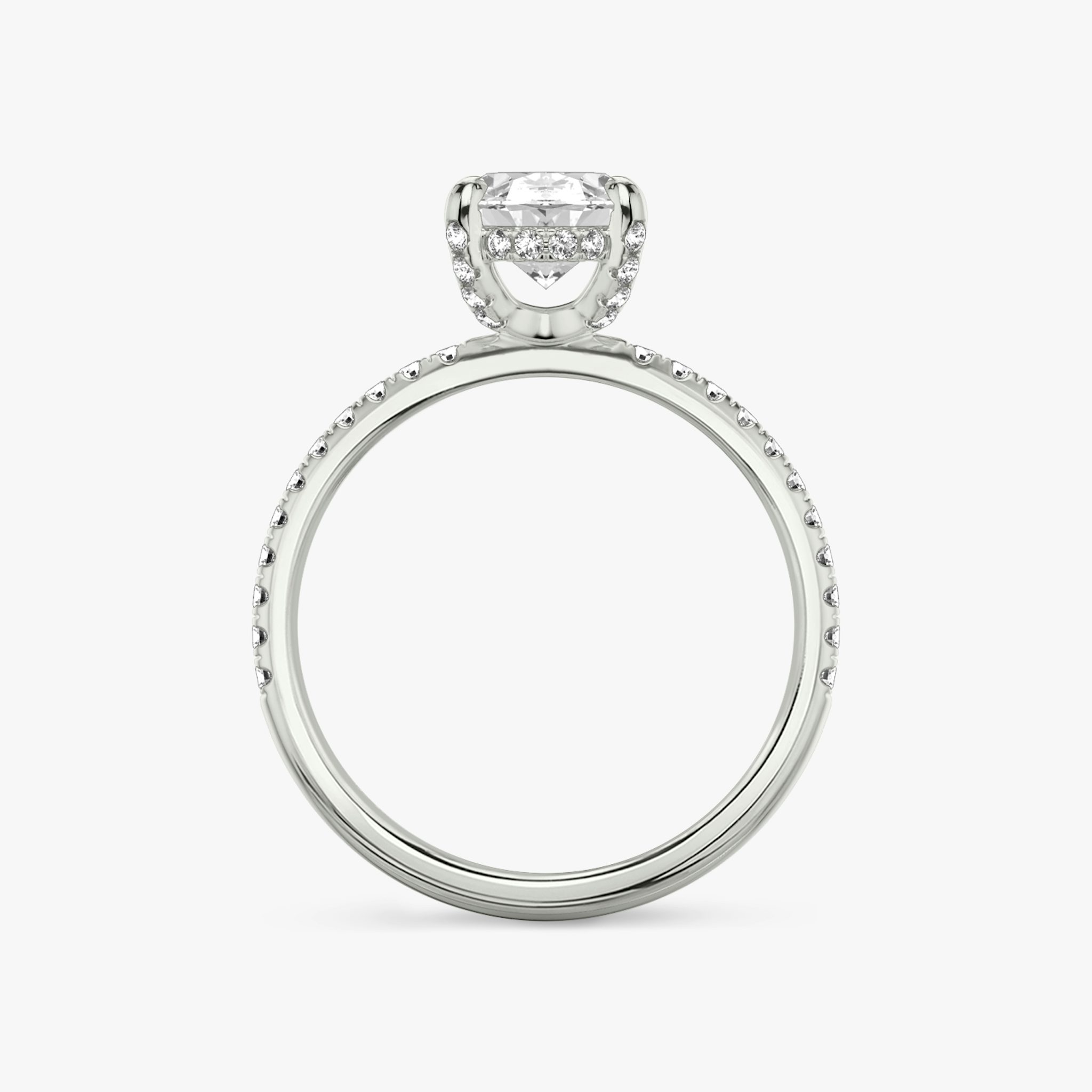The Classic Hidden Halo | Oval | 18k | White Gold | bandAccent: Pavé | bandWidth: standard | prongStyle: Pavé | diamondOrientation: vertical | caratWeight: other