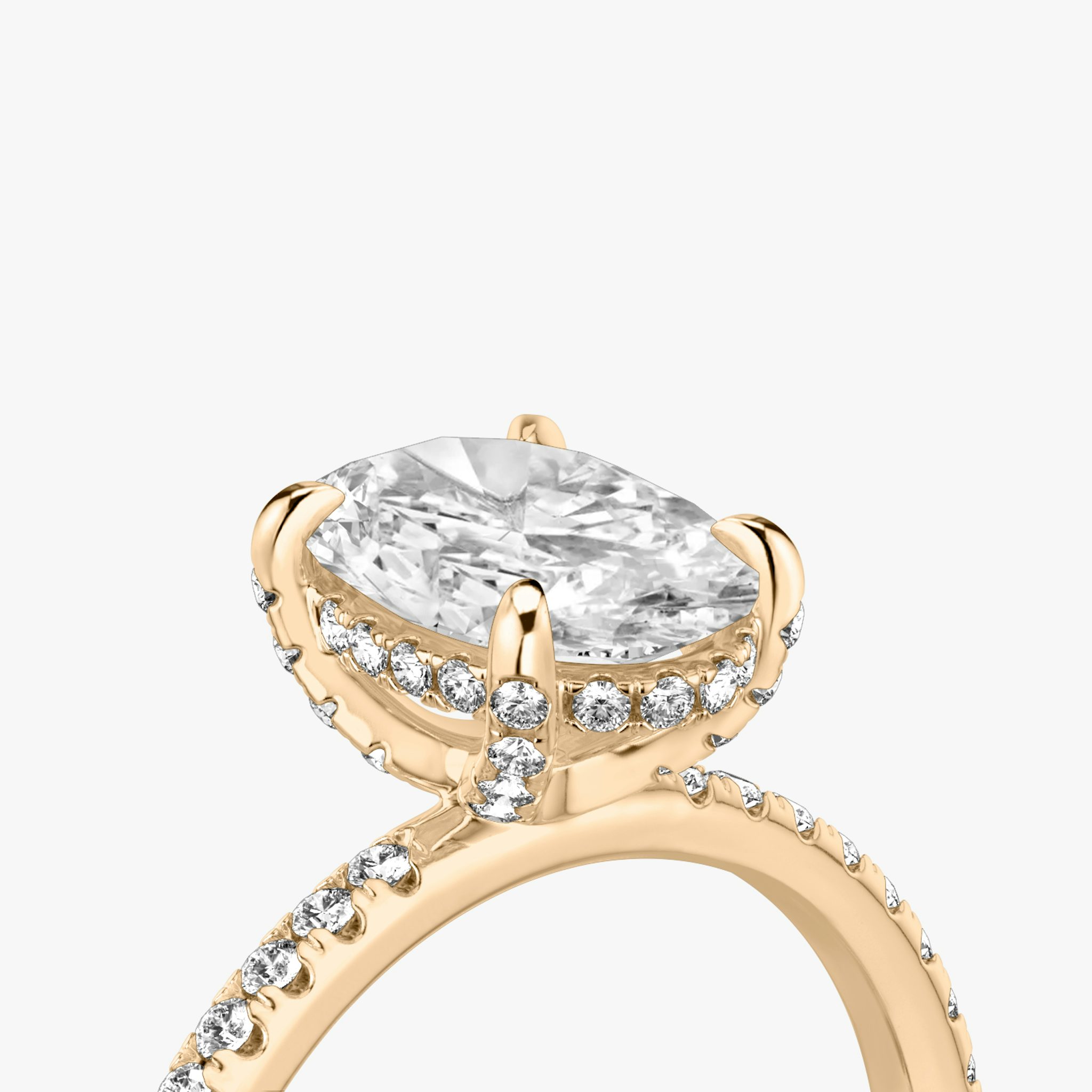 The Classic Hidden Halo | Oval | 14k | Rose Gold | bandAccent: Pavé | bandWidth: standard | prongStyle: Pavé | diamondOrientation: vertical | caratWeight: other