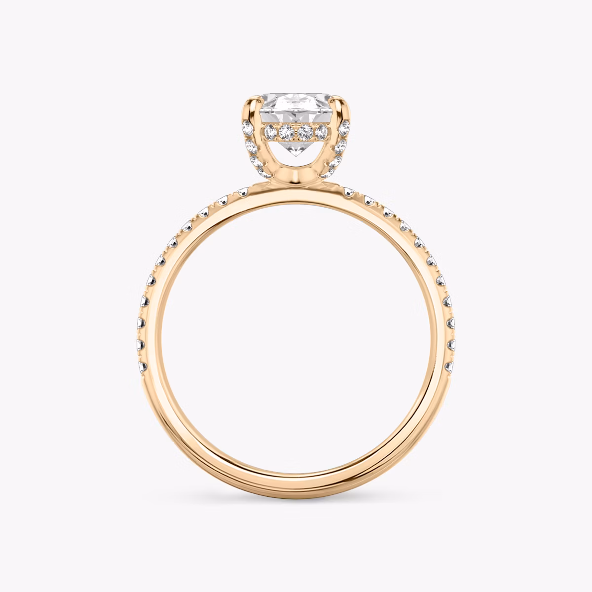Classic Hidden Halo | Oval | 14k | Roségold | bandAccent: Mit Pavé-Besatz | bandWidth: standard | prongStyle: Mit Pavé-Besatz | diamondOrientation: vertical | caratWeight: other