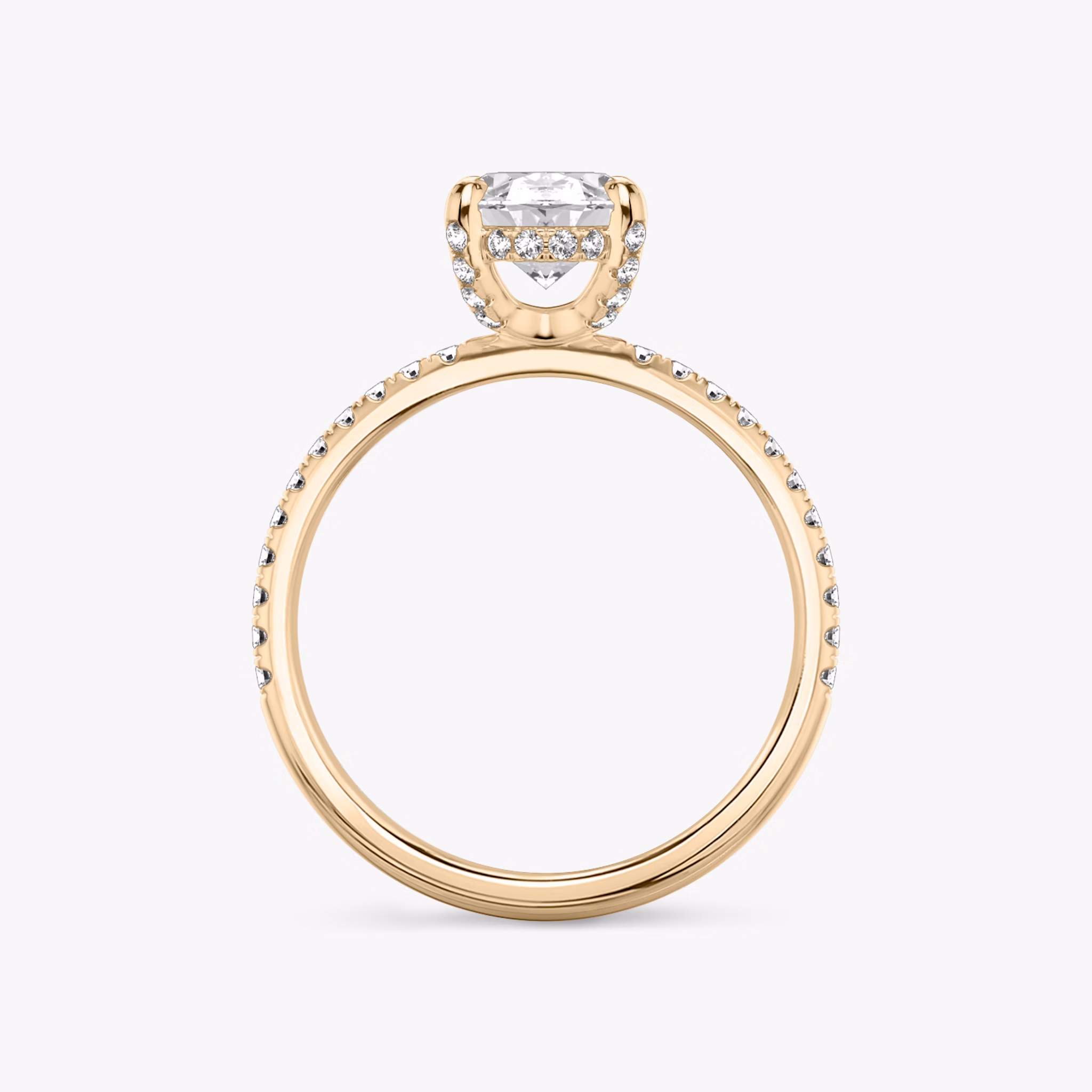 The Classic Hidden Halo | Oval | 14k | Rose Gold | bandAccent: Pavé | bandWidth: standard | prongStyle: Pavé | diamondOrientation: vertical | caratWeight: other