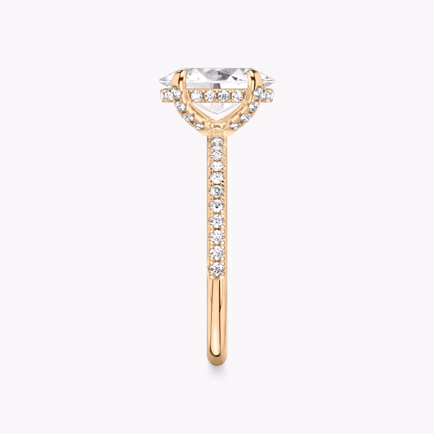 The Classic Hidden Halo | Oval | 14k | Rose Gold | bandAccent: Pavé | bandWidth: standard | prongStyle: Pavé | diamondOrientation: vertical | caratWeight: other