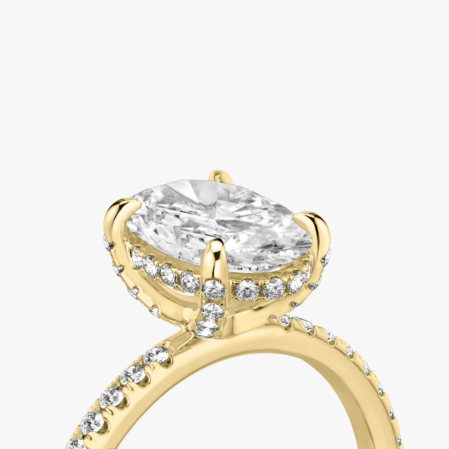 The Classic Hidden Halo | Oval | 18k | Yellow Gold | bandAccent: Pavé | bandWidth: standard | prongStyle: Pavé | diamondOrientation: vertical | caratWeight: other