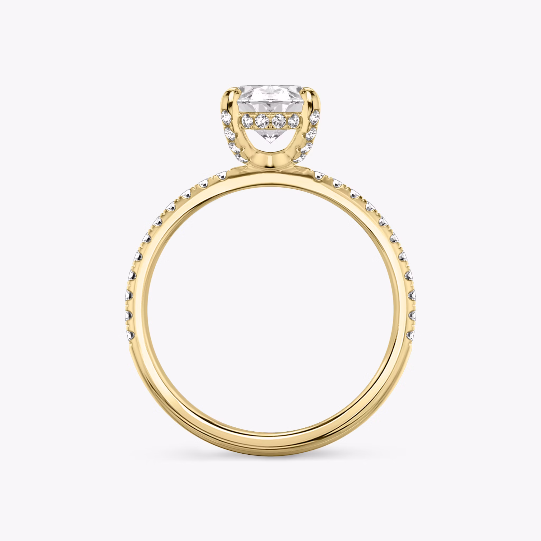 The Classic Hidden Halo | Oval | 18k | Yellow Gold | bandAccent: Pavé | bandWidth: standard | prongStyle: Pavé | diamondOrientation: vertical | caratWeight: other