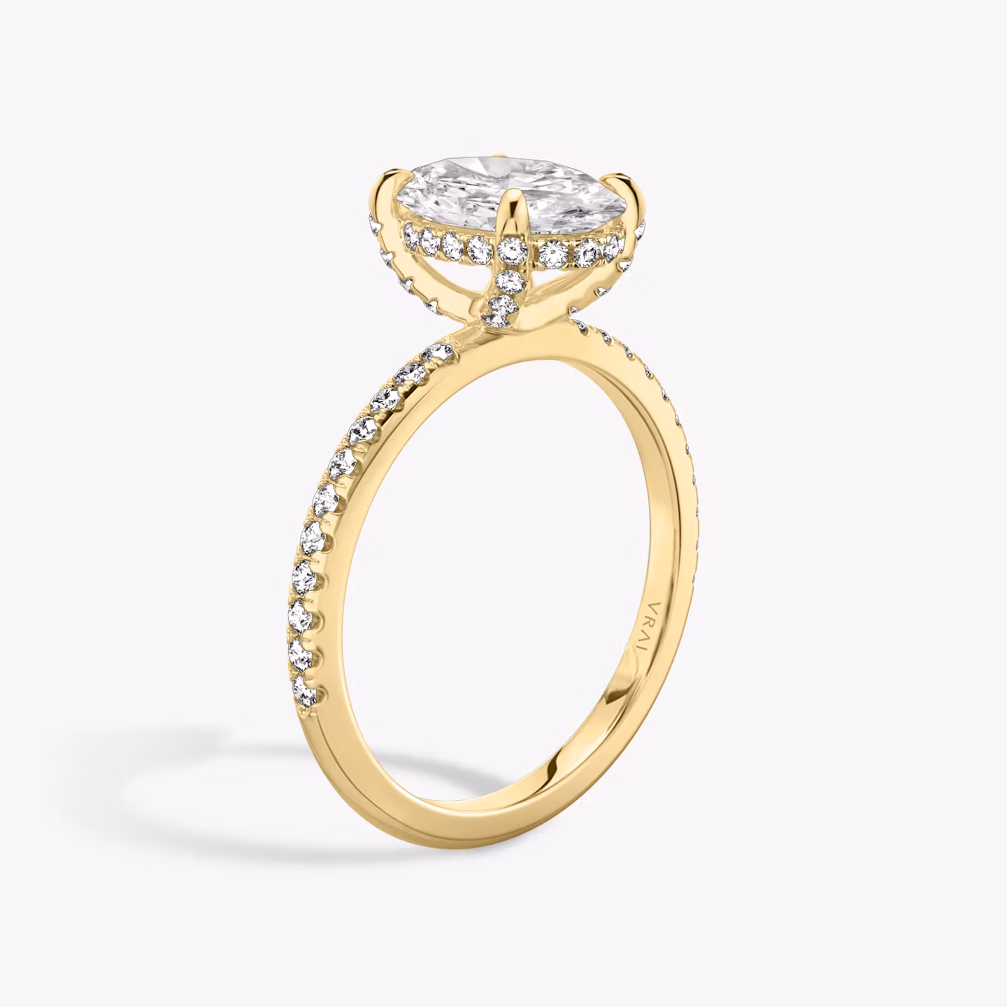 The Classic Hidden Halo | Oval | 18k | Yellow Gold | bandAccent: Pavé | bandWidth: standard | prongStyle: Pavé | diamondOrientation: vertical | caratWeight: other
